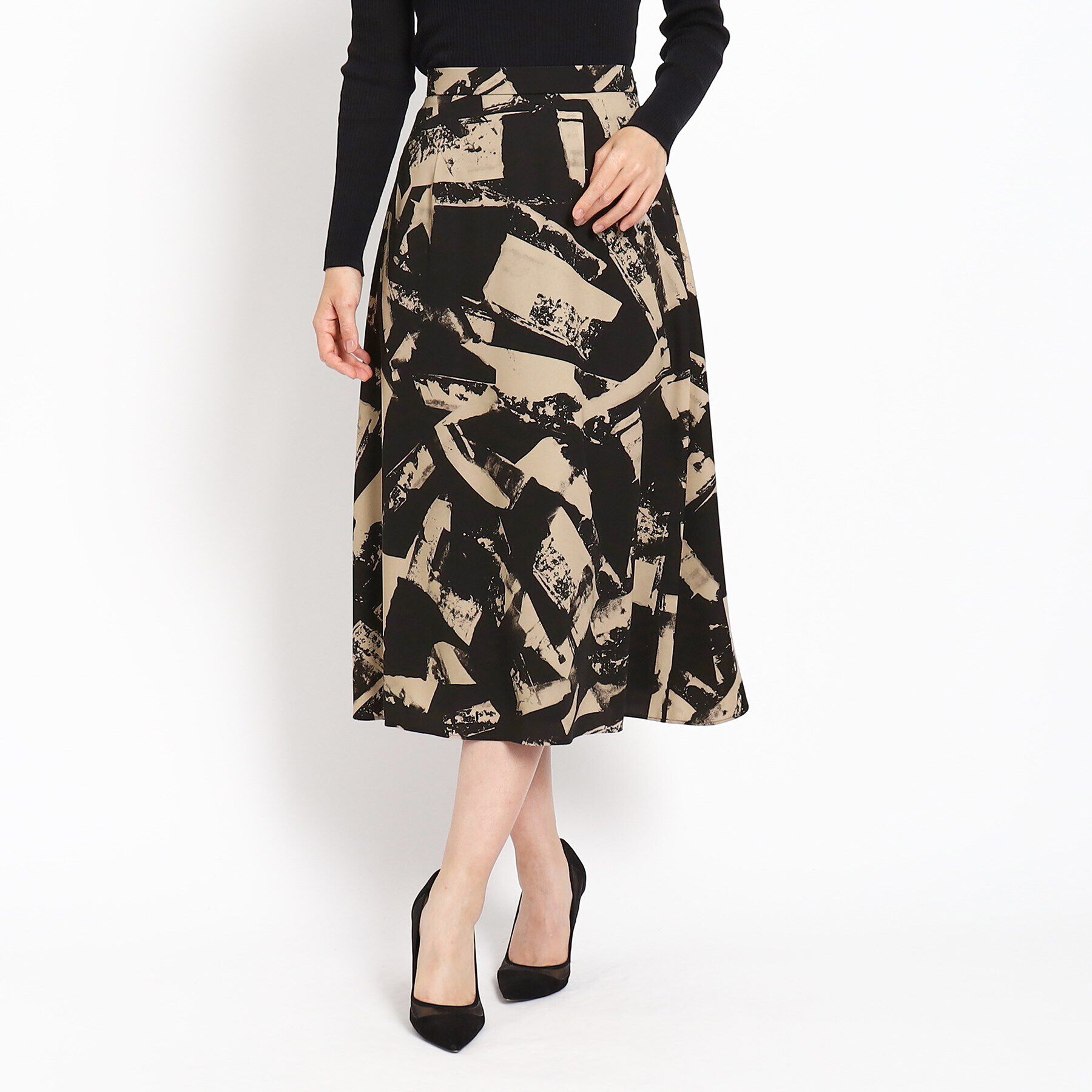 COUP DE CHANCE「【洗える／ウエストゴム入り】幾何柄フレアスカート」|スカート|