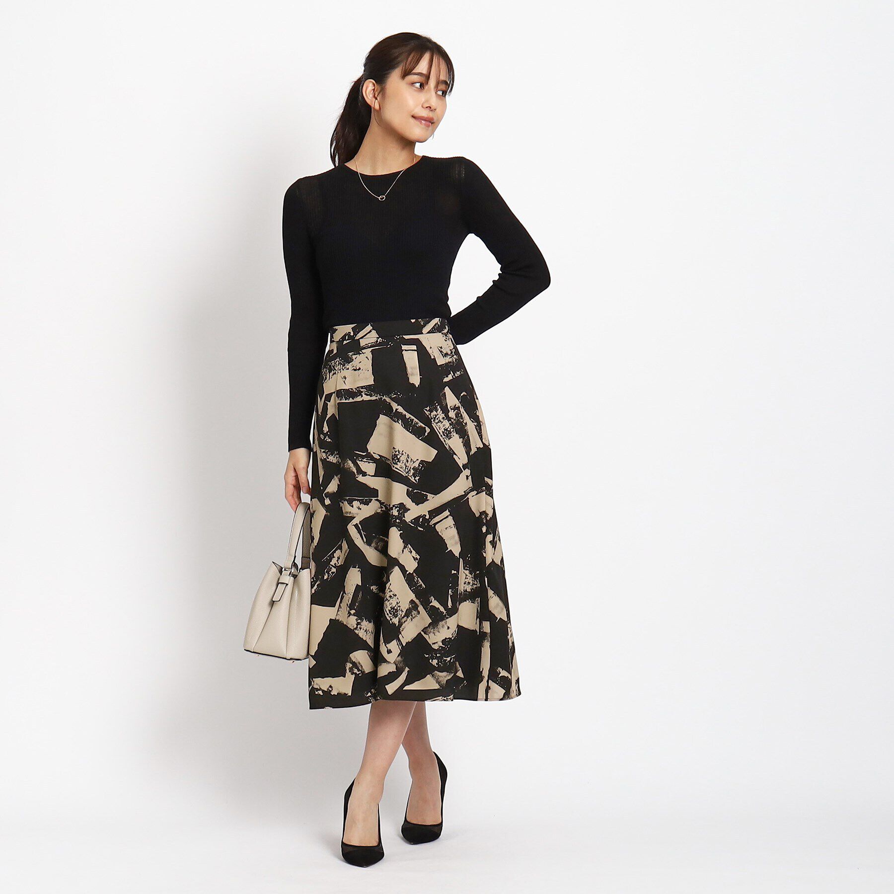 COUP DE CHANCE「【洗える／ウエストゴム入り】幾何柄フレアスカート」|スカート|