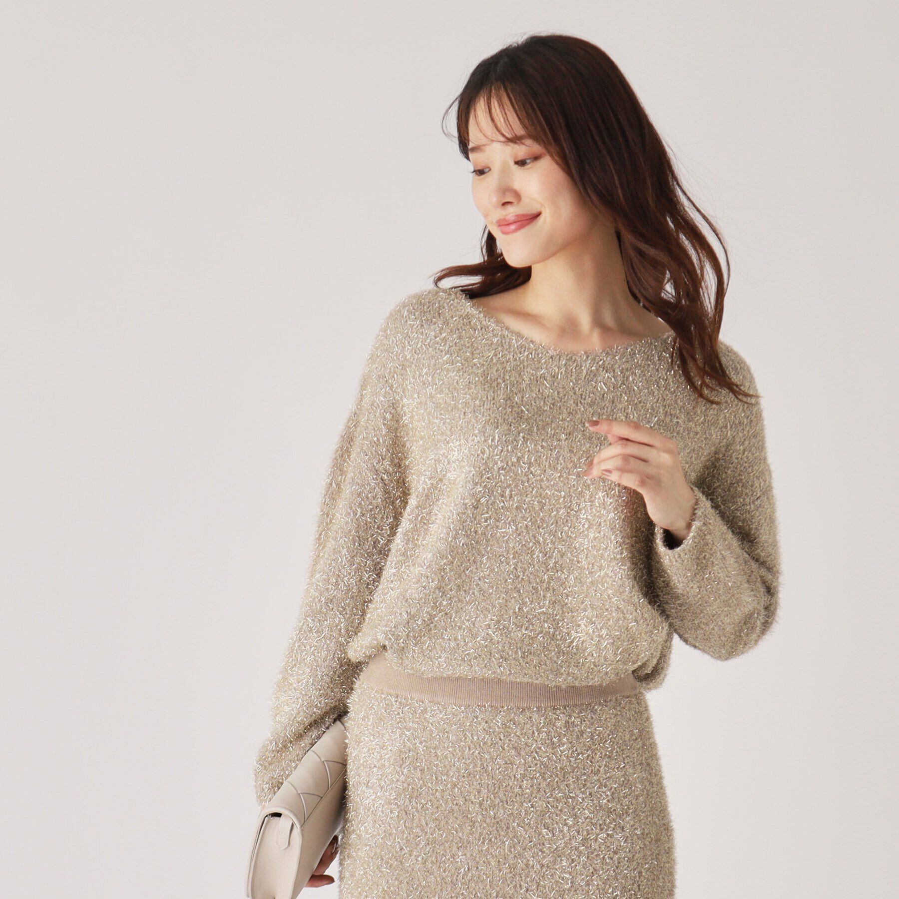 COUP DE CHANCE「【洗える／セットアップ可】華やぐフェザーラメニット」|ニット・セーター|