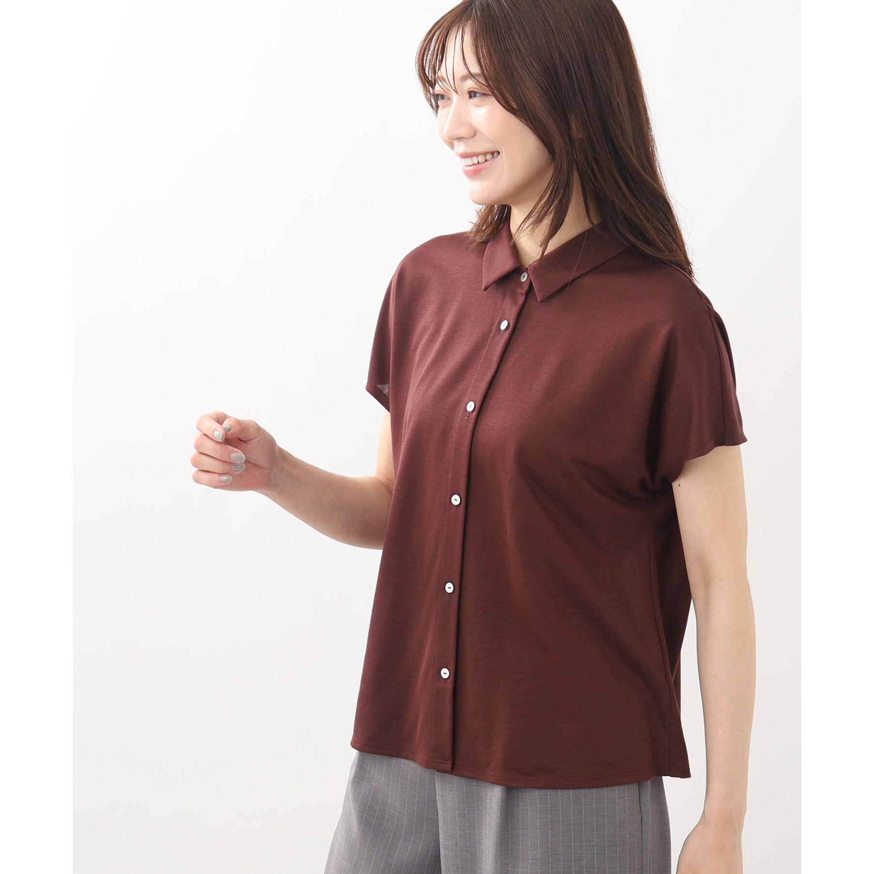 Reflect「【マシンウォッシュ／二の腕カバー】フレンチスリーブブラウス」|シャツ・ブラウス|