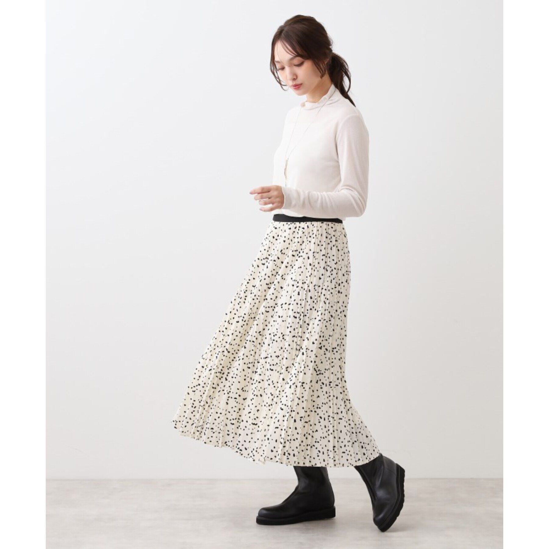 Reflect「【E‐QUALITY／手洗い可】ドット柄アコーディオンスカート」|スカート|