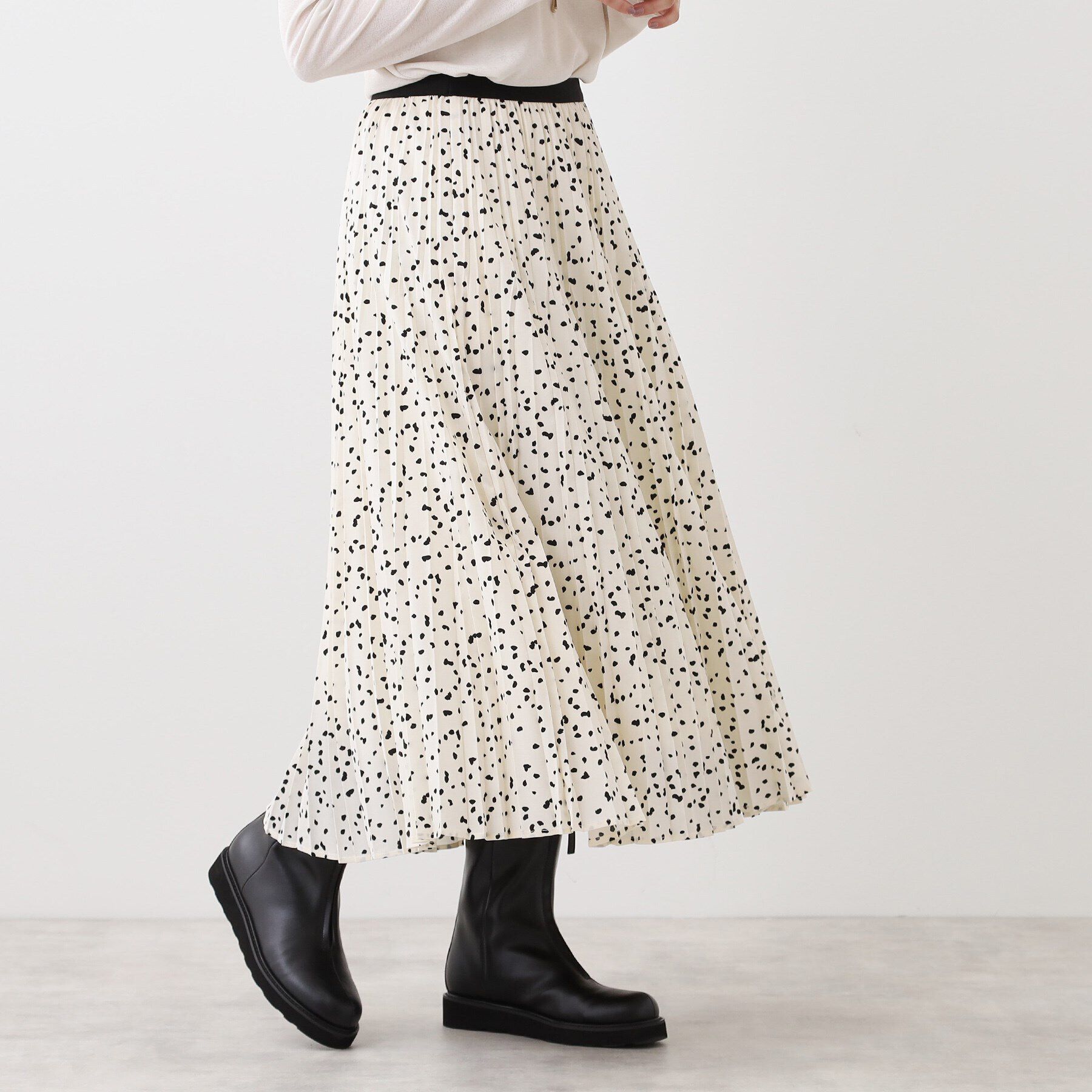 Reflect「【E‐QUALITY／手洗い可】ドット柄アコーディオンスカート」|スカート|