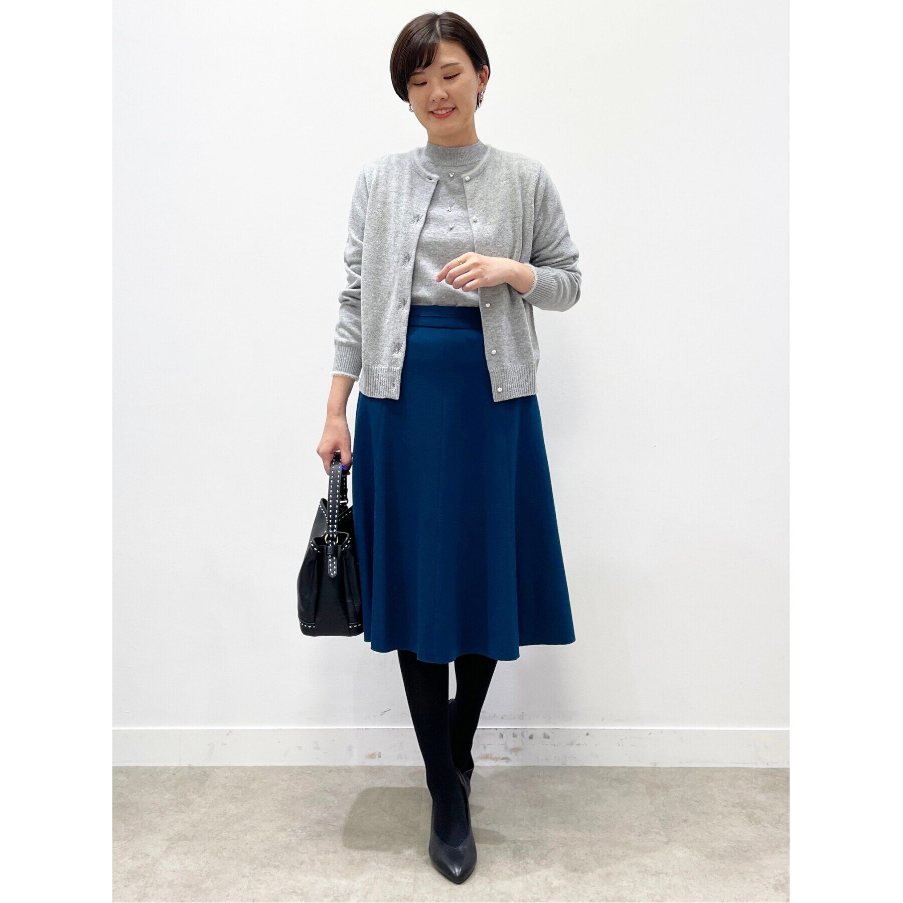 Reflect「【WEB限定カラーあり／洗える／アンサンブル】パール調刺繍ニット＋カーディガン」|カーディガン|