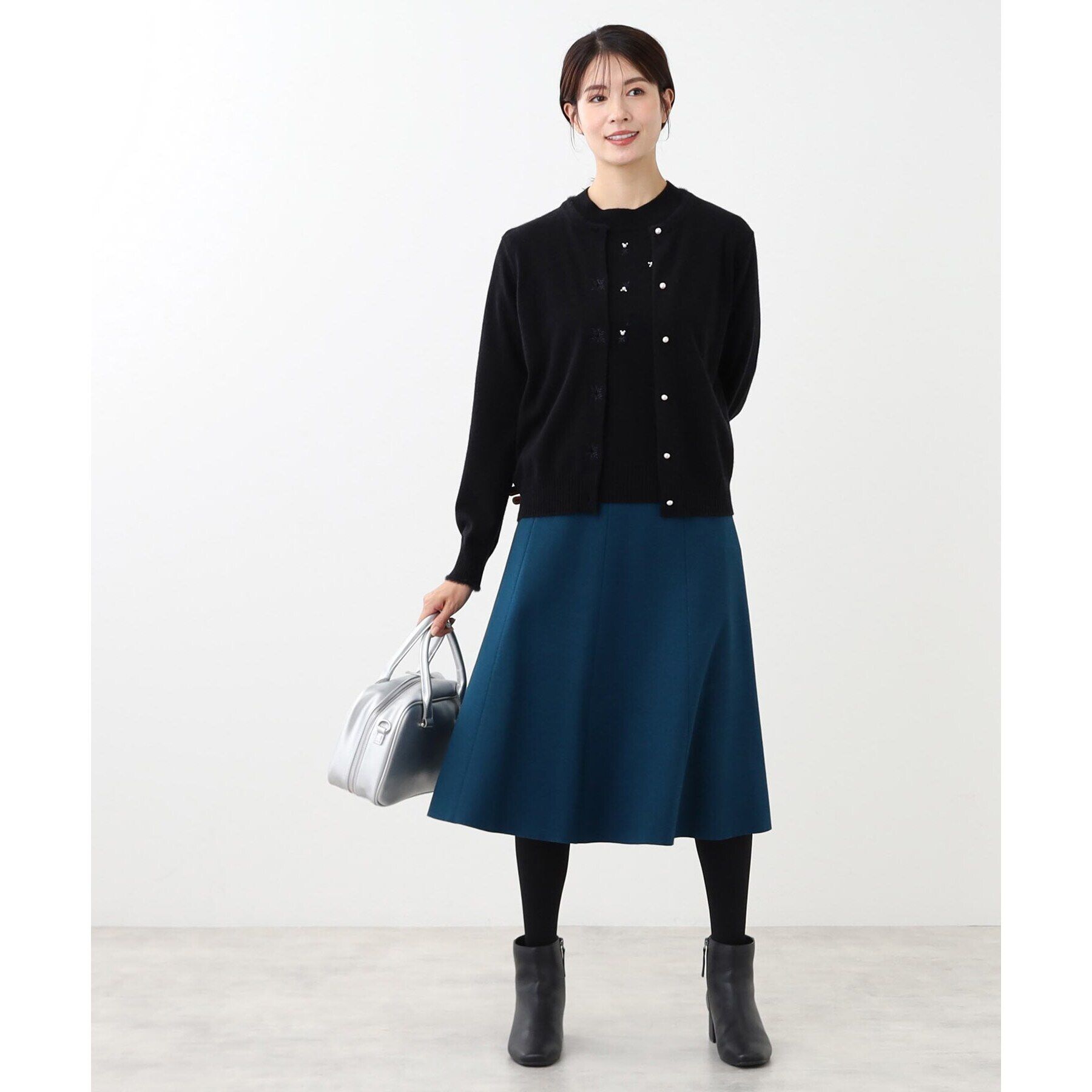 Reflect「【WEB限定カラーあり／洗える／アンサンブル】パール調刺繍ニット＋カーディガン」|カーディガン|