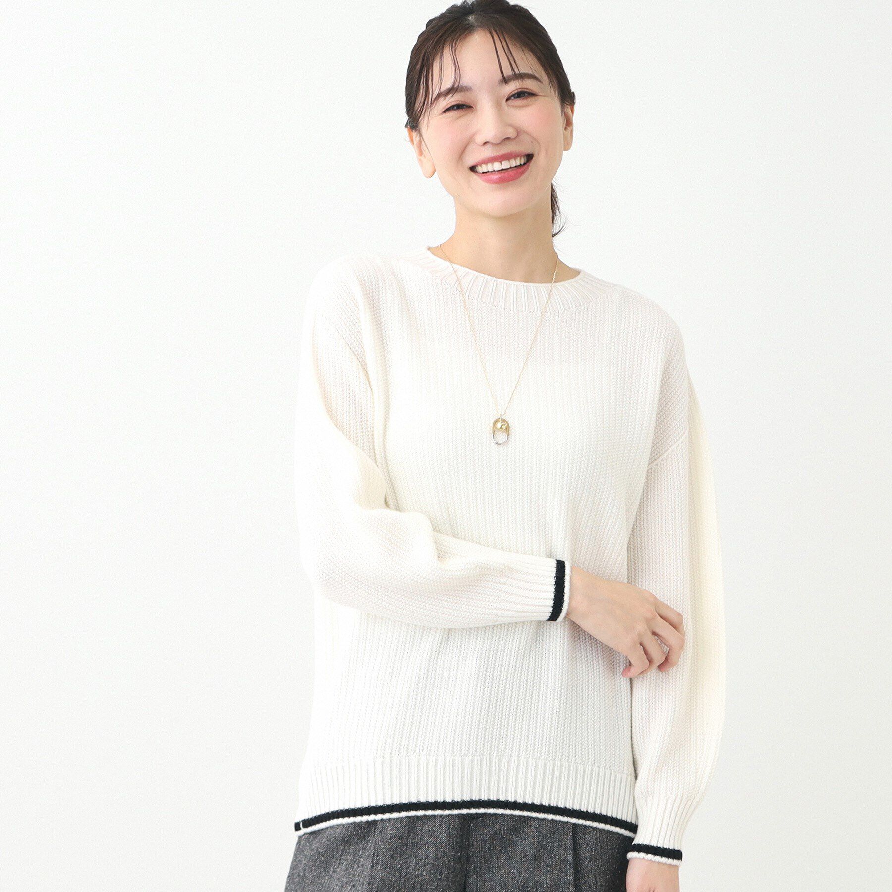 Reflect「【夏SALE／手洗い可／ホールガーメント（R）】ゆるシルエットニット」|ニット・セーター|オフホワイト(503