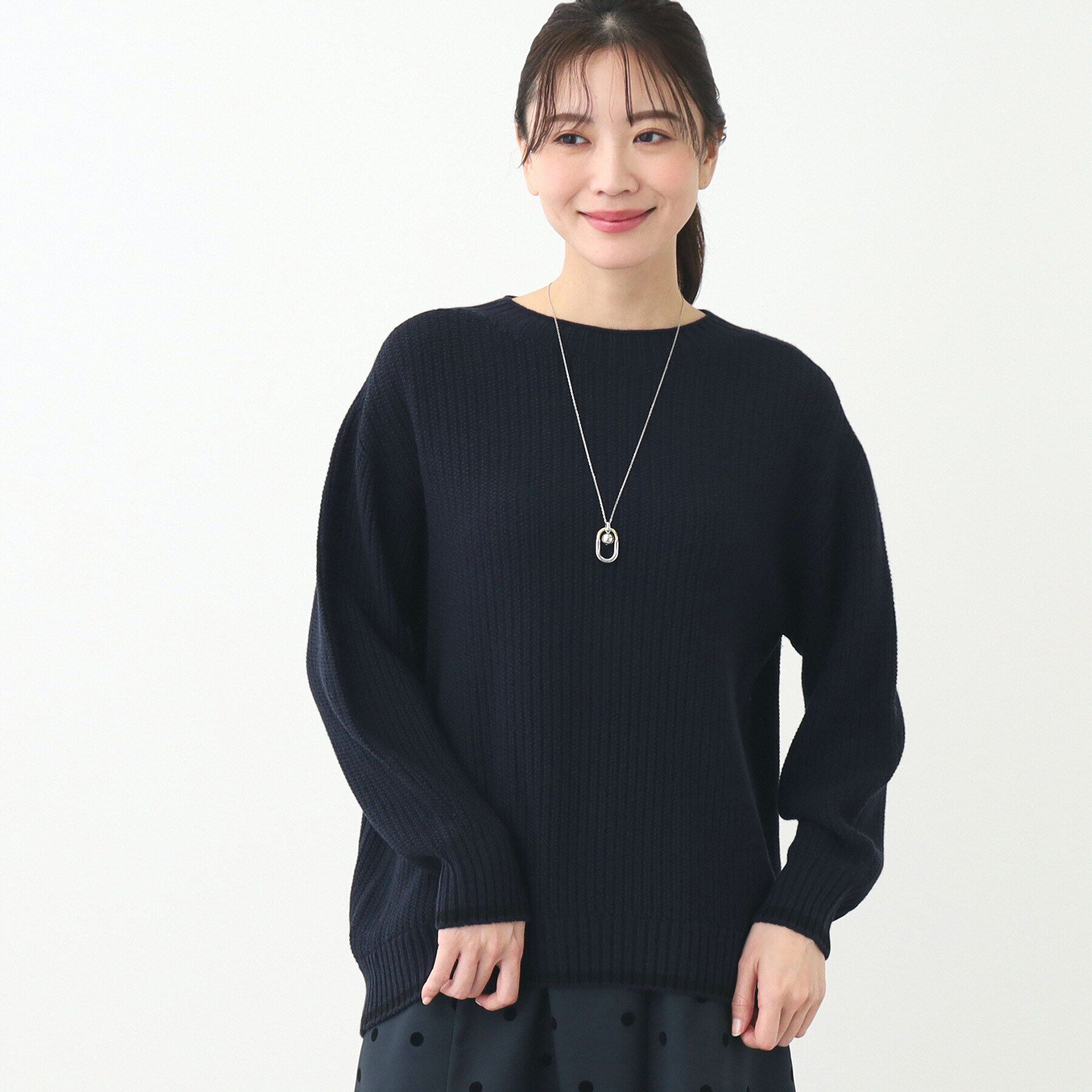 Reflect「【夏SALE／手洗い可／ホールガーメント（R）】ゆるシルエットニット」|ニット・セーター|ネイビー(594)