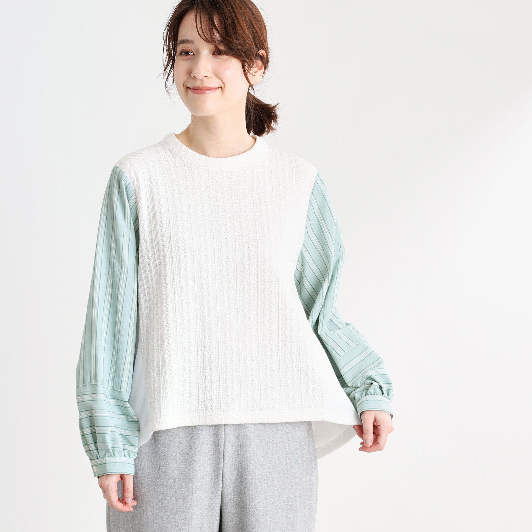 Reflect「【夏SALE／E‐QUALITY／洗える】異素材ミックスプルオーバー」|Tシャツ・カットソー|