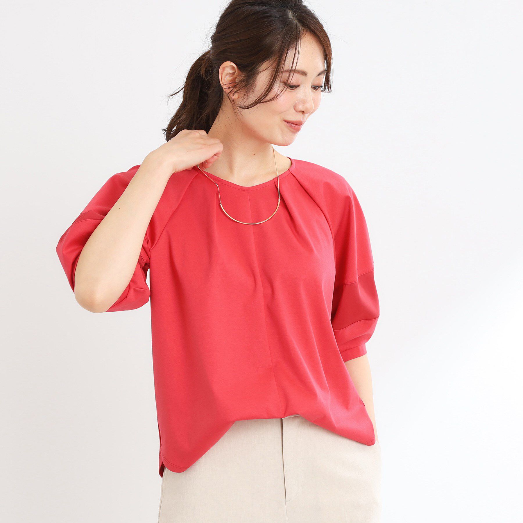 Reflect「【マシンウォッシュ可】キレイめラグランスリーブジャージ」|Tシャツ・カットソー|