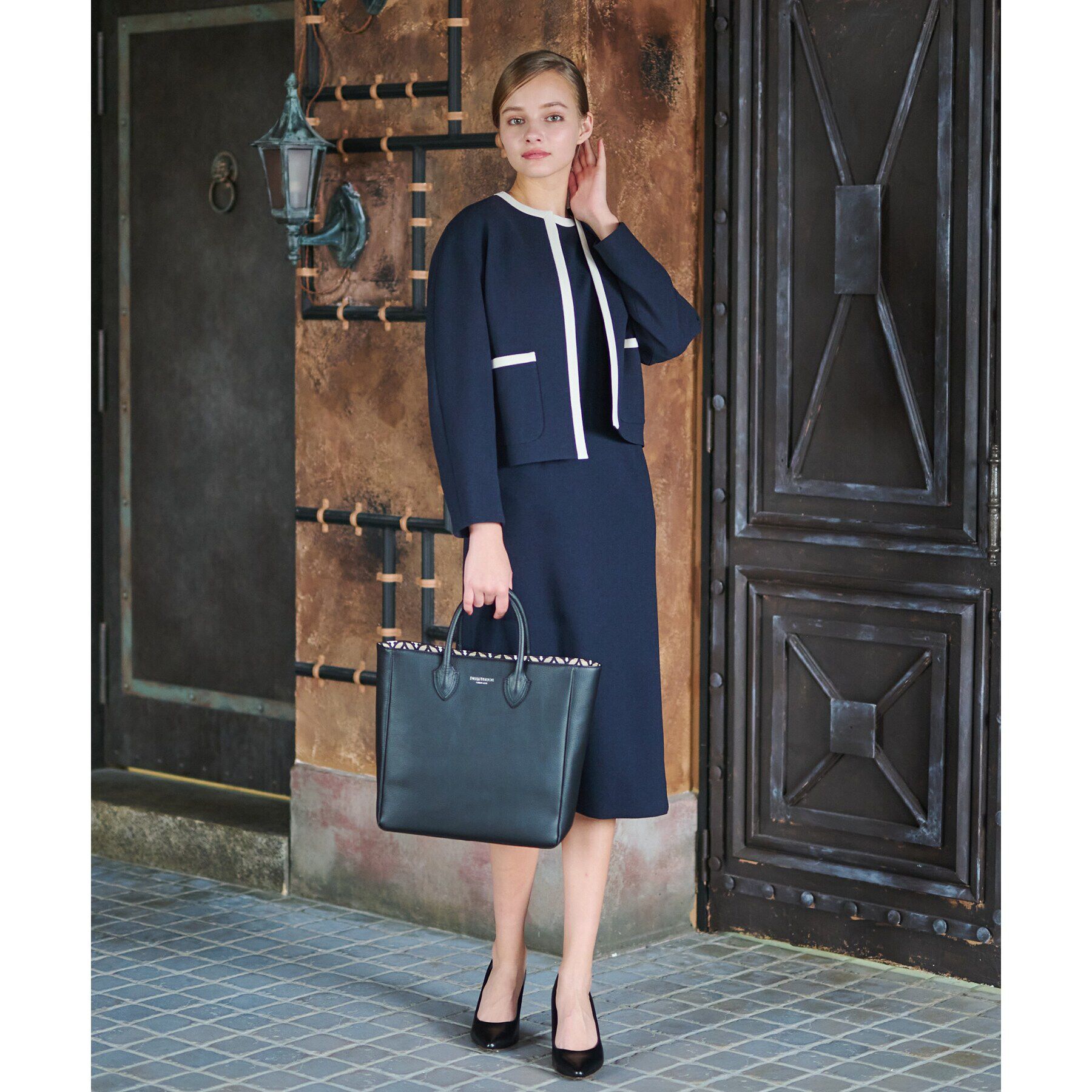 DRESSTERIOR「【セットアップ可】バイカラーショートジャケット」|ノーカラージャケット|