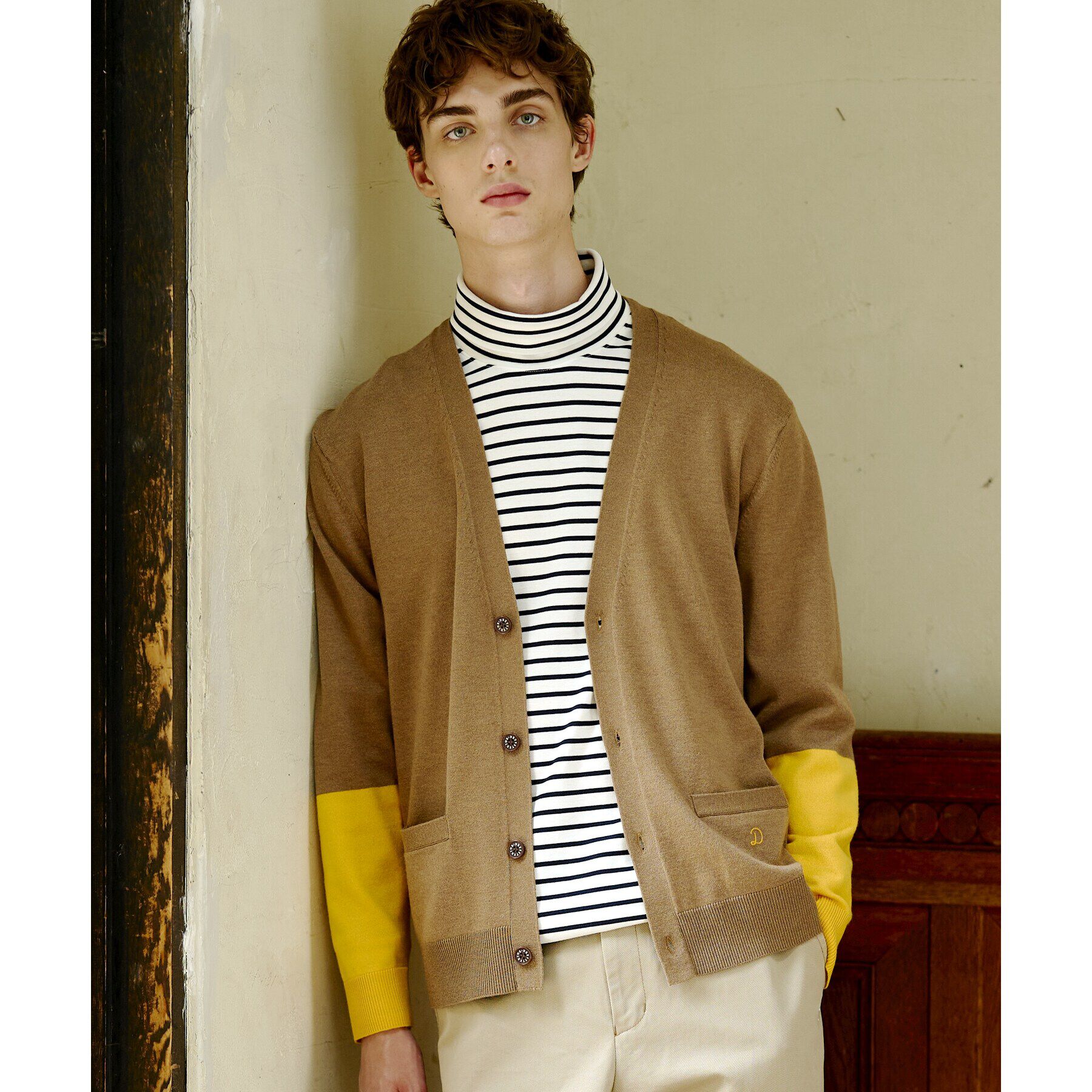 DRESSTERIOR「スリーブカラーブロックカーディガン」|カーディガン|ベージュ(752)