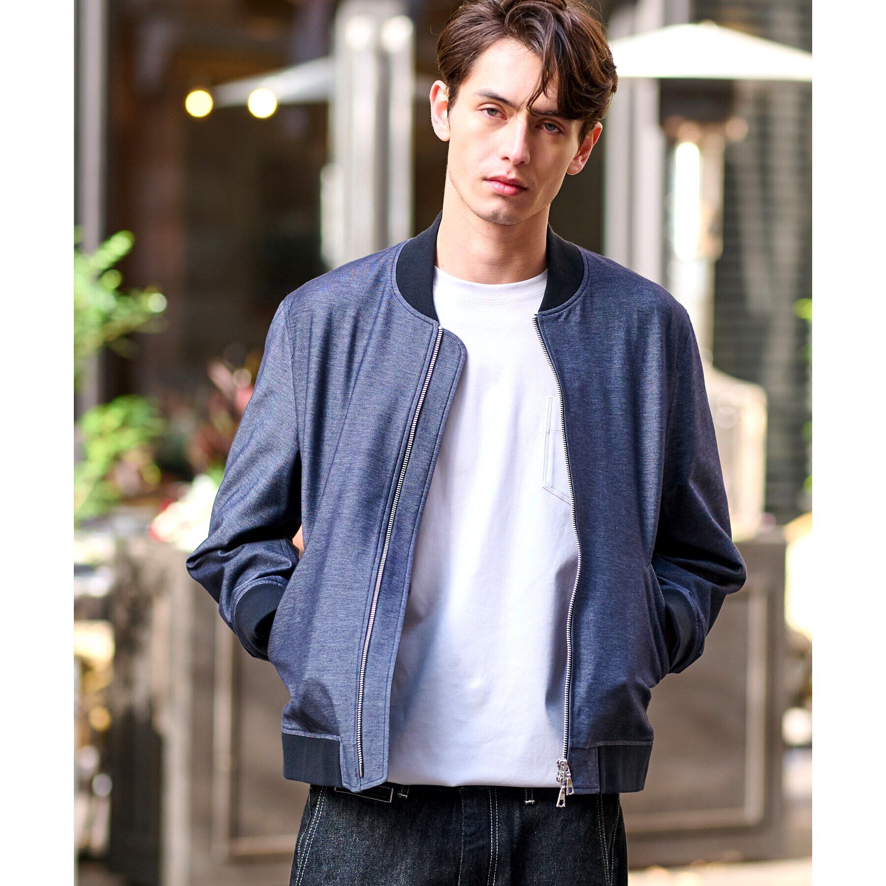 DRESSTERIOR「ALBINI デニムジャージMA－1」|ブルゾン・スタジャン|