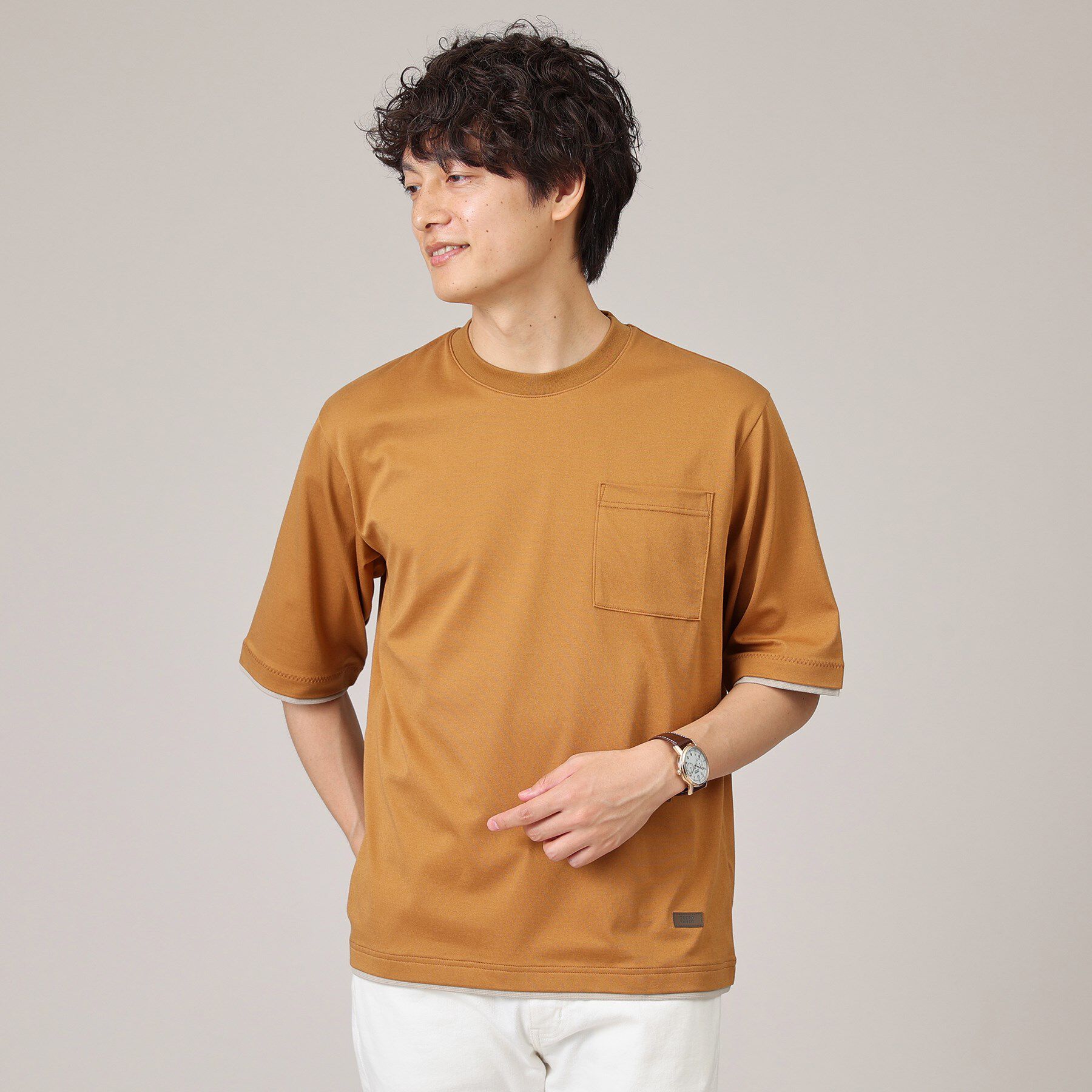 TAKEO KIKUCHI「【接触冷感/日本製】レイヤード Tシャツ」|Tシャツ・カットソー|キャメルブラウン(0