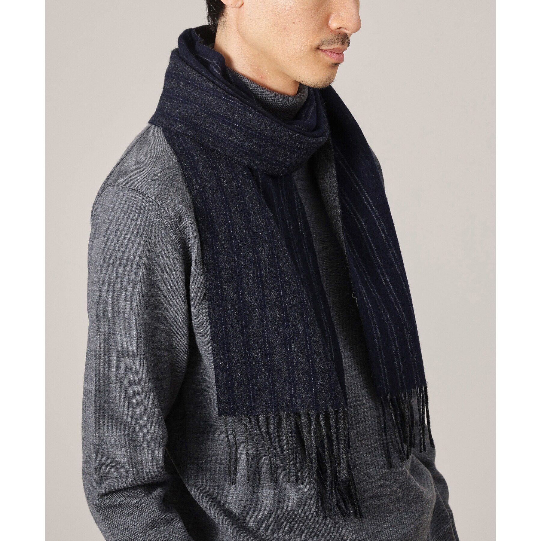 TAKEO KIKUCHI「【洗えるメリノウール混】ストライプ マフラー」|ストール|