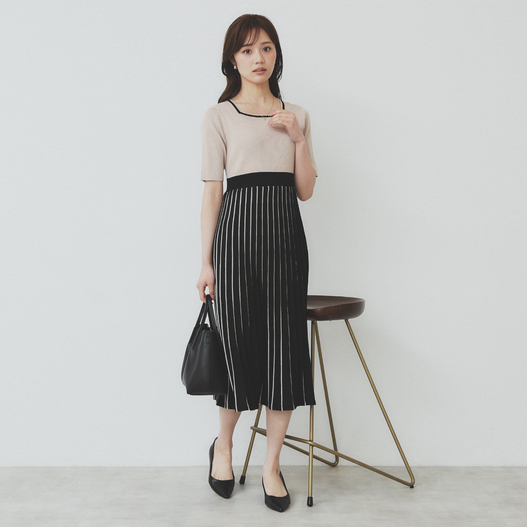 index「《ツインセット》カーディガン&times;バイカラーニットワンピース【洗濯機洗い可/抗ピル】」|スーツ|