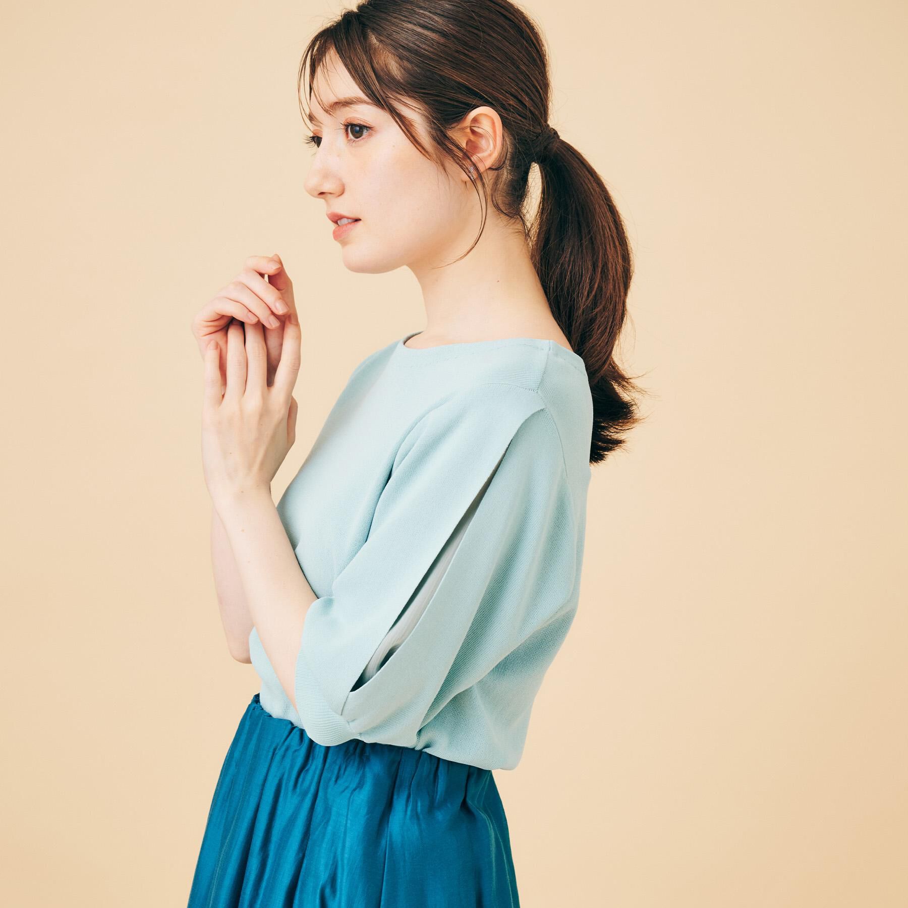 index「《6色展開/XS-LLサイズ》ドライタッチ デザインスリーブニット【洗濯機洗い可/接触冷感/抗ピル】」|ニット・セーター|