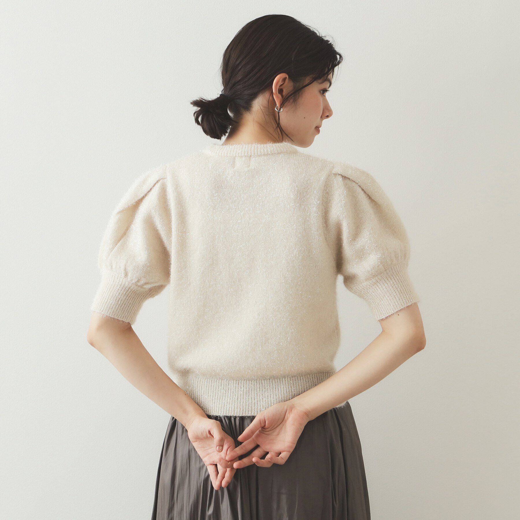 OPAQUE.CLIP「《andGIRL掲載》キラキラボリュームスリーブニット【洗濯機洗い可】」|ニット・セーター|