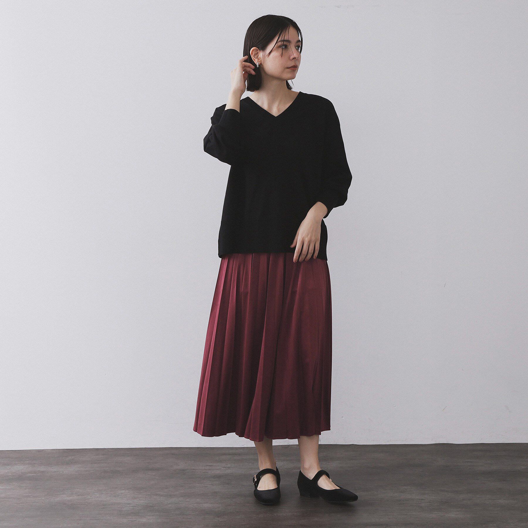 OPAQUE.CLIP「フェイクスウェードプリーツスカート【静電気防止加工/洗濯機OK】」|スカート|