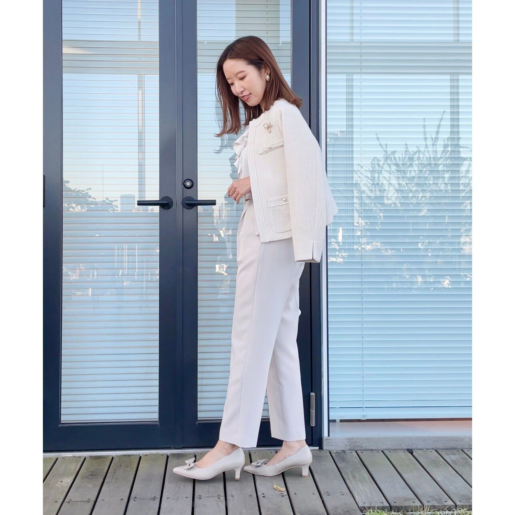 Couture broach「【セレモニーシーン/ON・OFF使える】杢ツイードノーカラージャケット」|ノーカラージャケット|