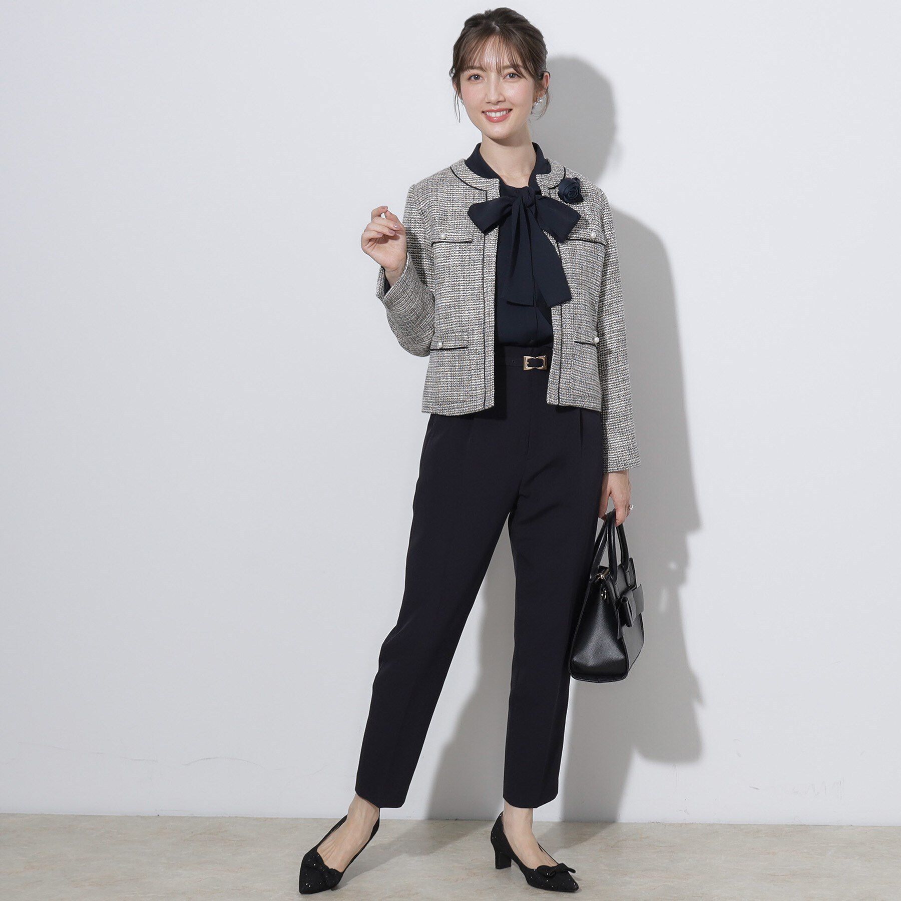 Couture broach「【セレモニーシーン/ON・OFF使える】杢ツイードノーカラージャケット」|ノーカラージャケット|