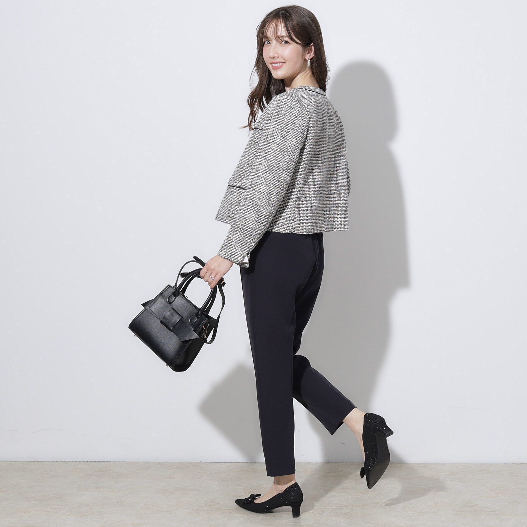 Couture broach「【セレモニーシーン/ON・OFF使える】杢ツイードノーカラージャケット」|ノーカラージャケット|