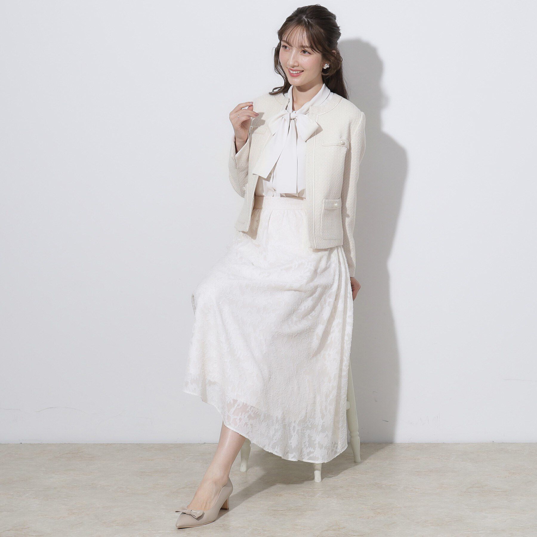 Couture broach「【セレモニーシーン/ON・OFF使える】杢ツイードノーカラージャケット」|ノーカラージャケット|