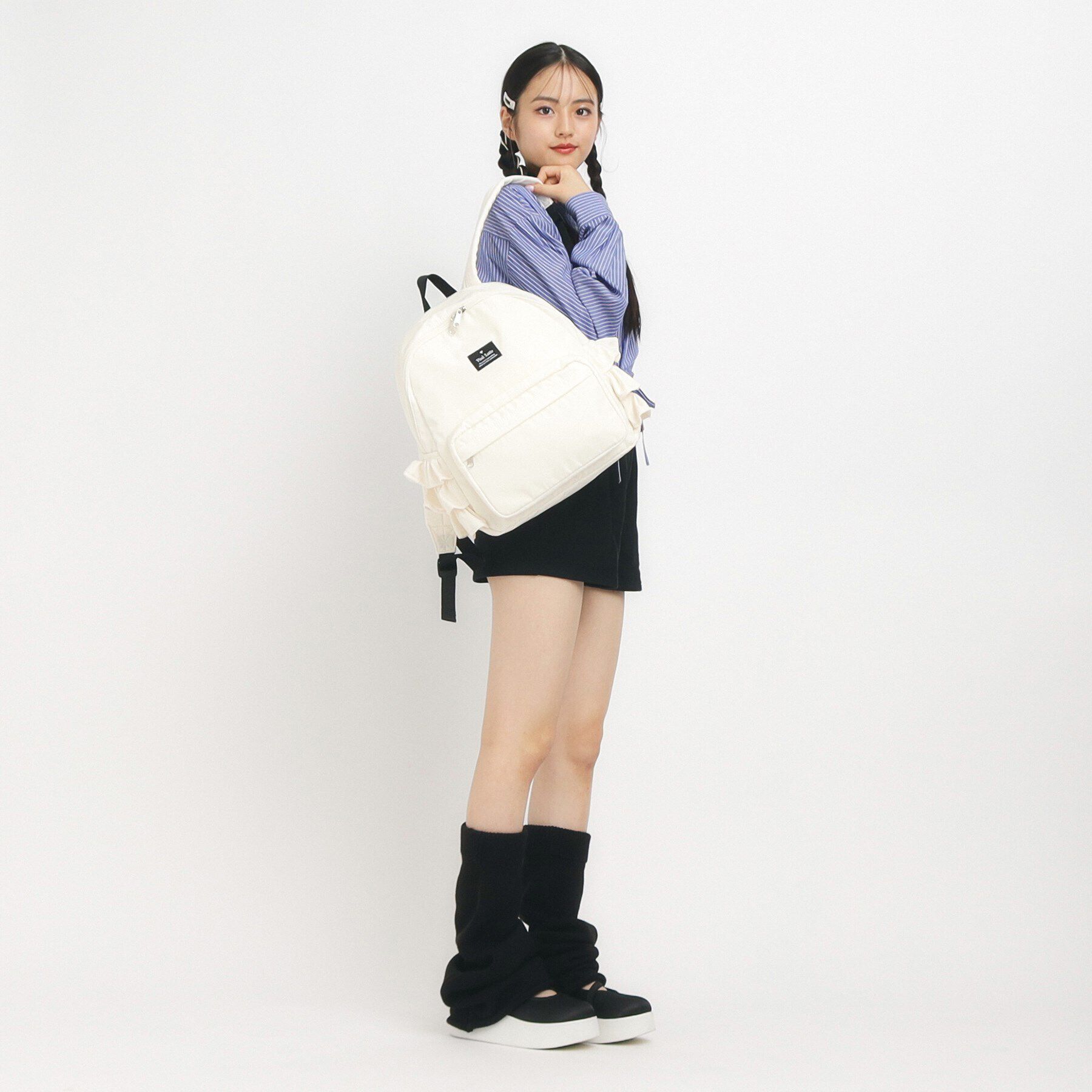 PINK-latte「【容量約15L】フリルリュック」|リュック|