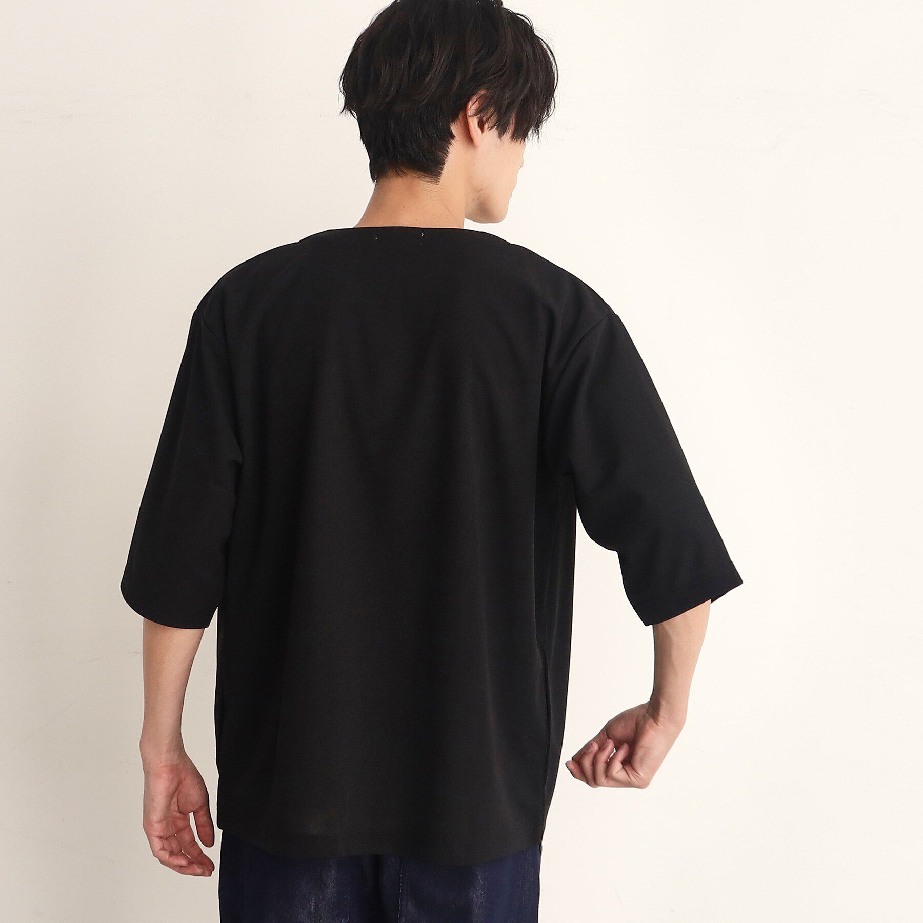 THE SHOP TK「【インナー&times;五分袖カーデ セットアイテム】梨地ハーフスリーブカーディガン&times;ライトパーフェクティー」|カーディガン|