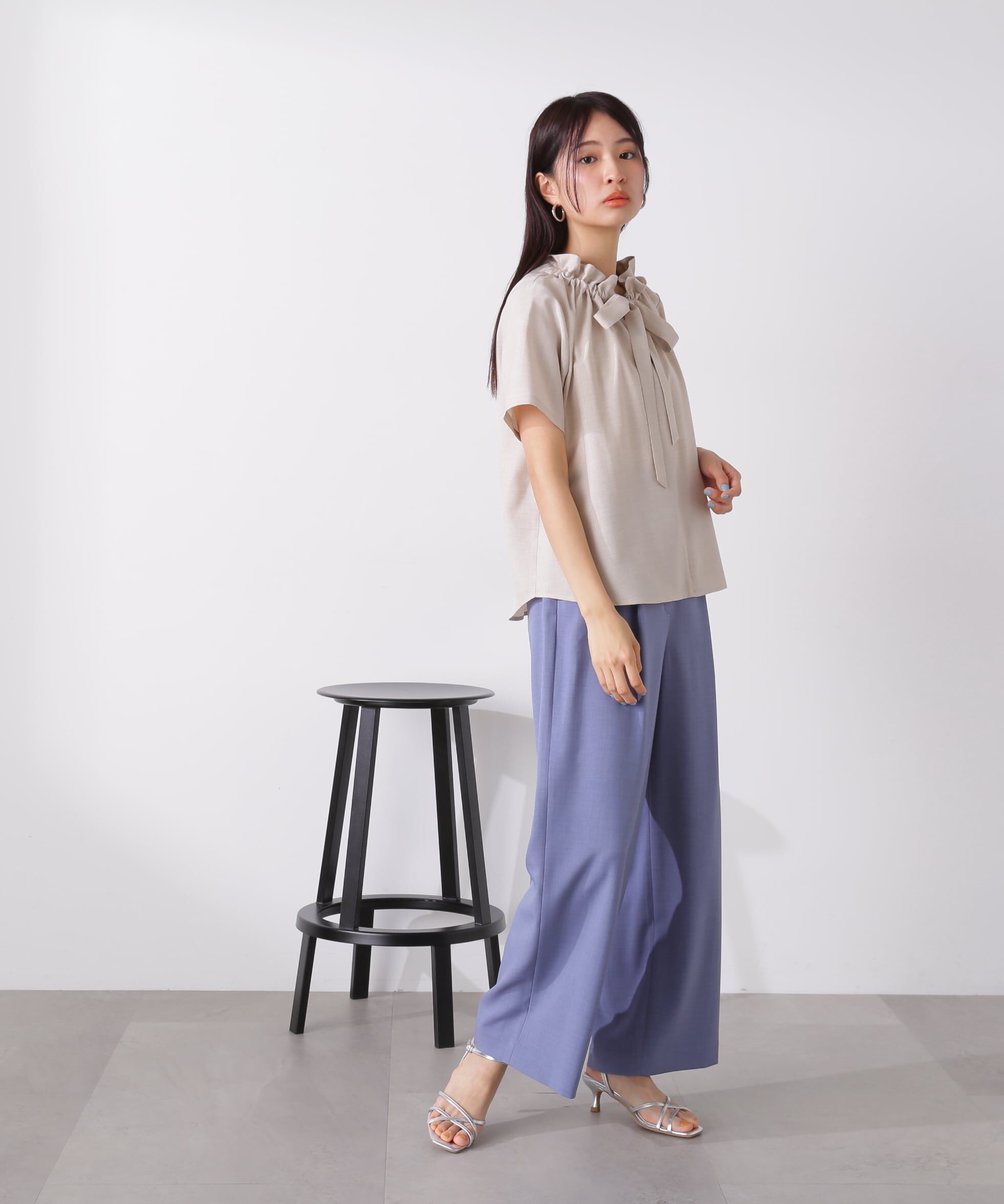  「ドライタッチポプリンフリルリボンタイブラウス」|シャツ・ブラウス|