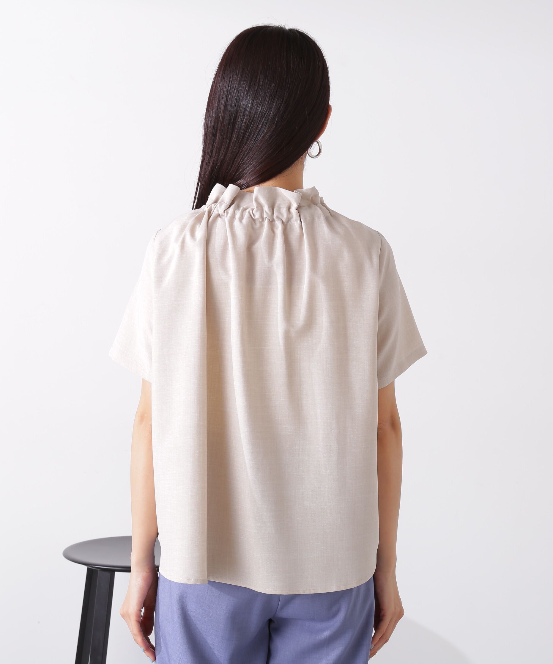  「ドライタッチポプリンフリルリボンタイブラウス」|シャツ・ブラウス|