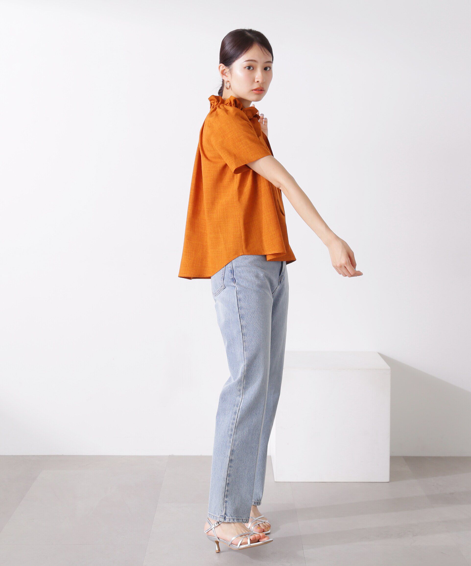  「ドライタッチポプリンフリルリボンタイブラウス」|シャツ・ブラウス|