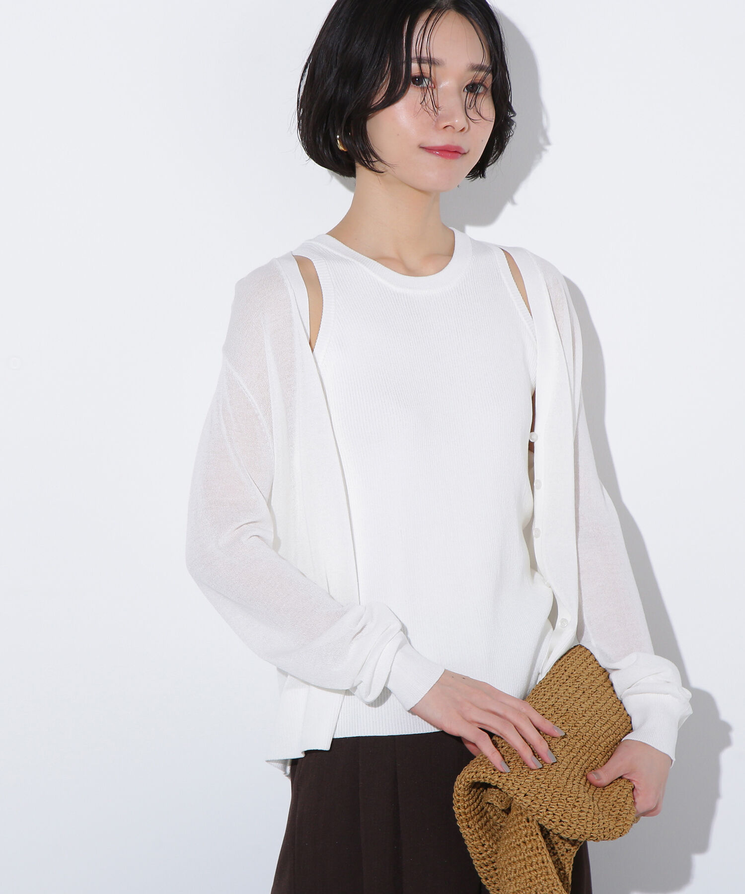  「アメスリタンク&times;シアーカーディガンセット」|ニット・セーター|オフ1