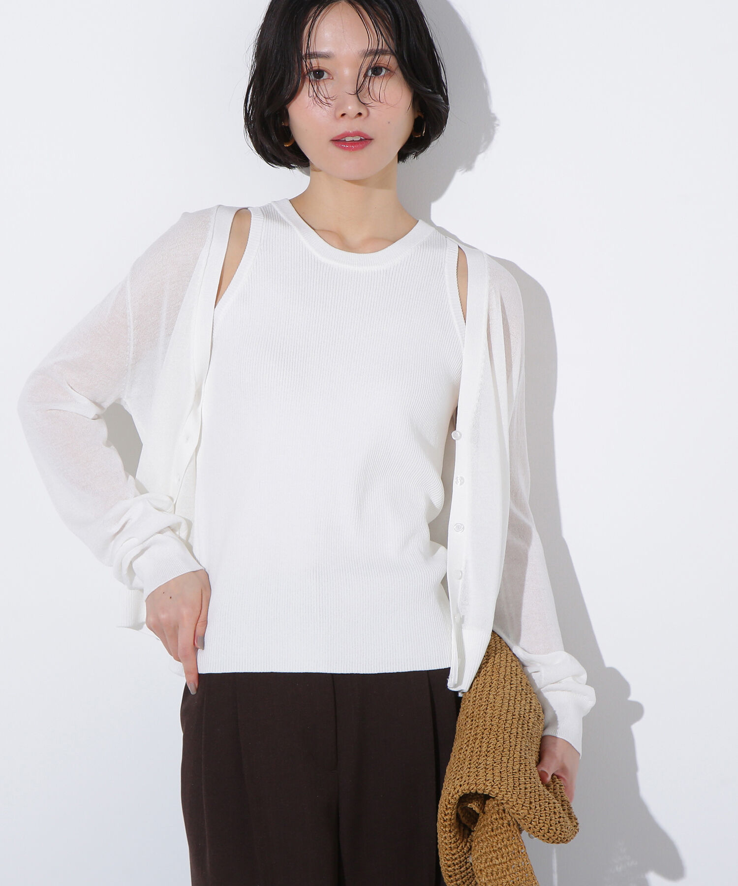  「アメスリタンク&times;シアーカーディガンセット」|ニット・セーター|