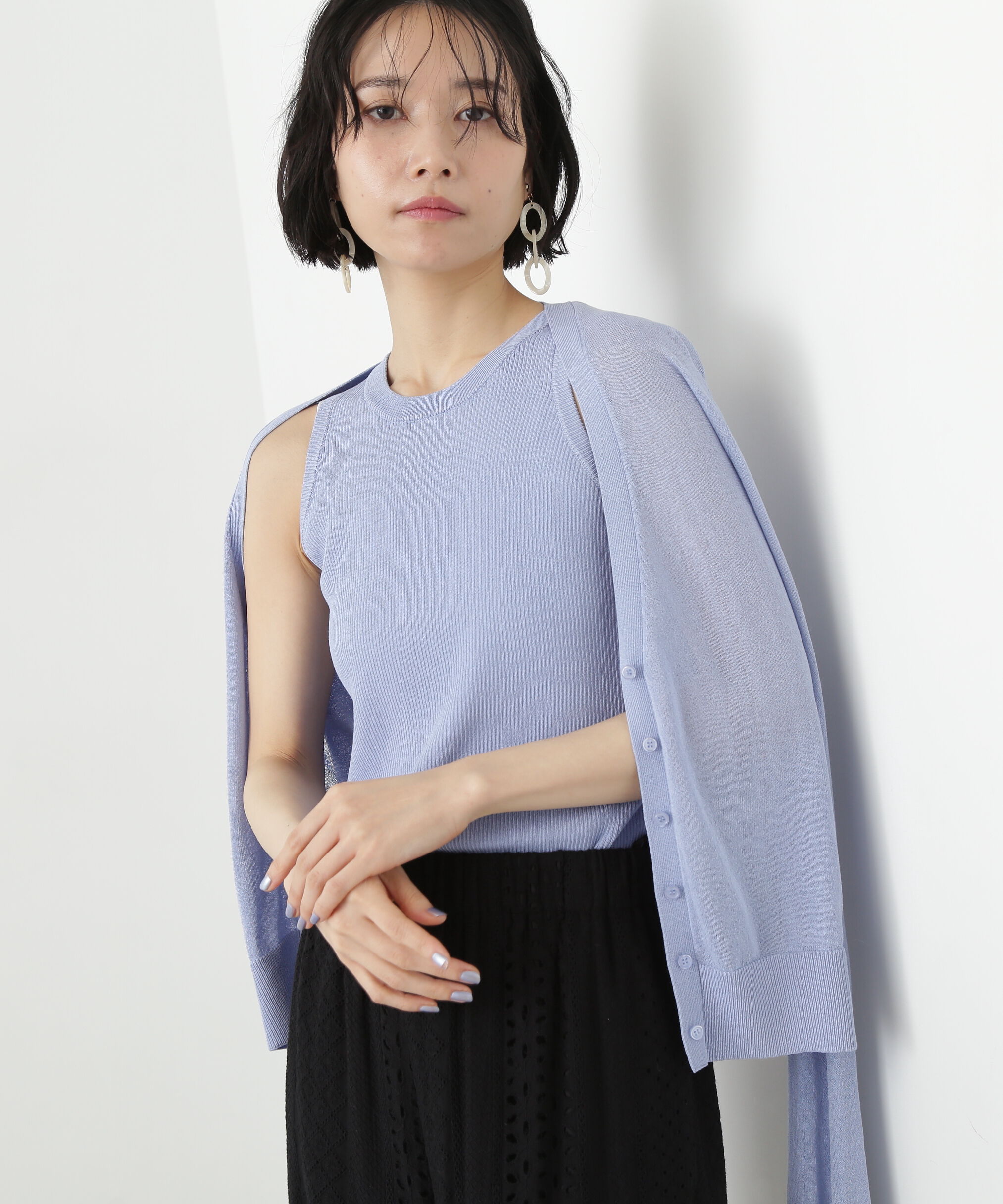  「アメスリタンク&times;シアーカーディガンセット」|ニット・セーター|ブルー