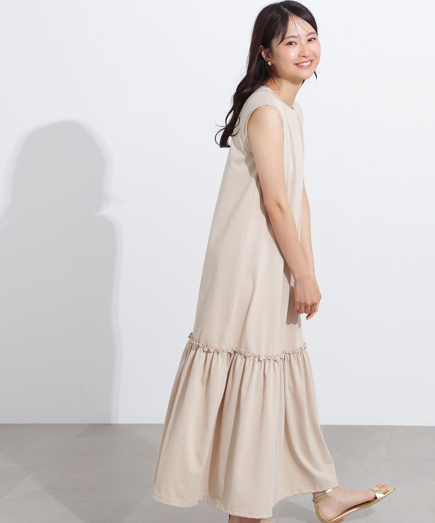  「ティアードカットワンピース」|ワンピース|ベージュ