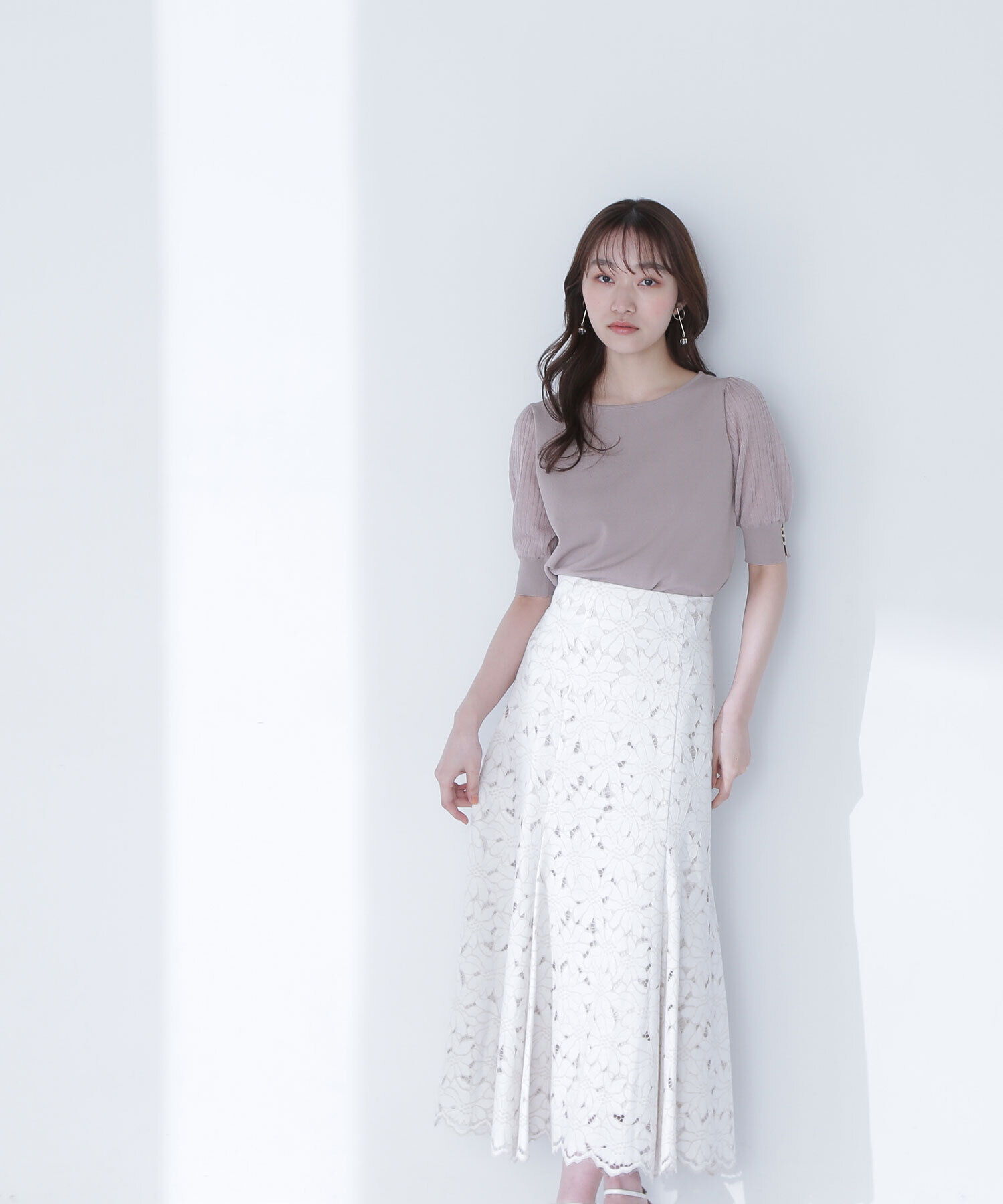  「バイカラーレースマーメイドスカート」|スカート|