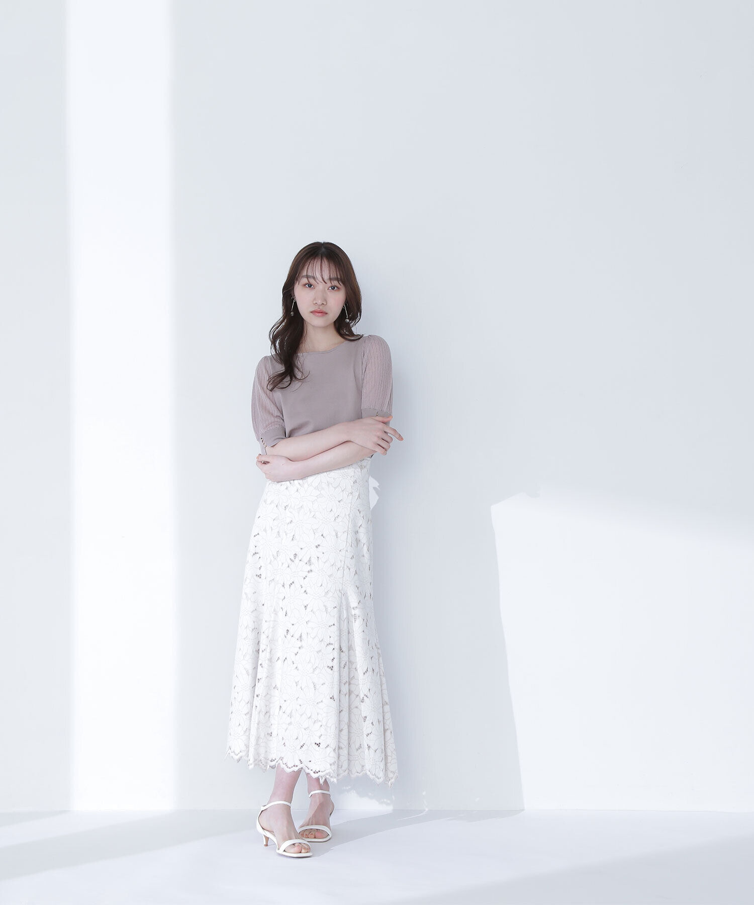  「バイカラーレースマーメイドスカート」|スカート|