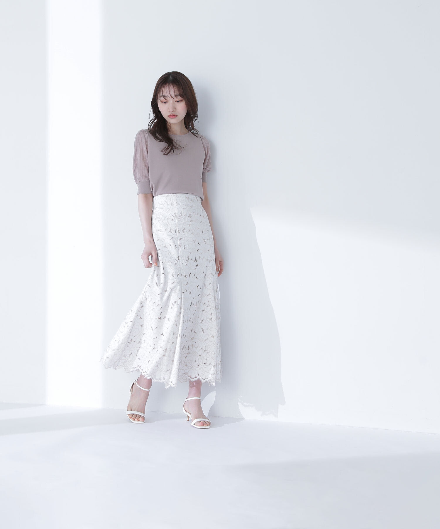  「バイカラーレースマーメイドスカート」|スカート|