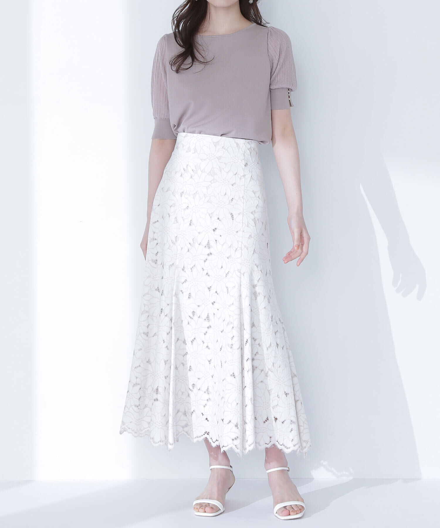  「バイカラーレースマーメイドスカート」|スカート|