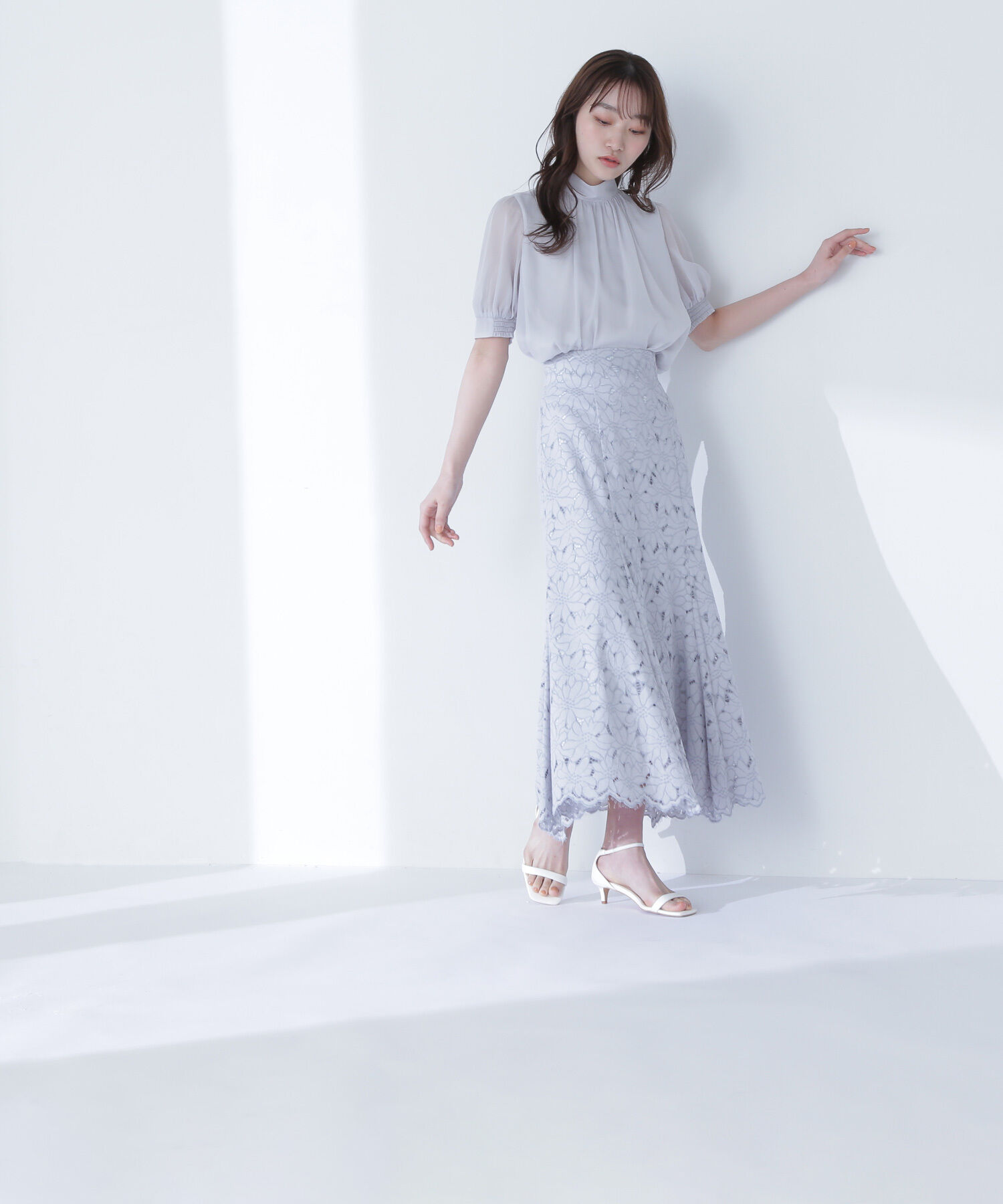  「バイカラーレースマーメイドスカート」|スカート|