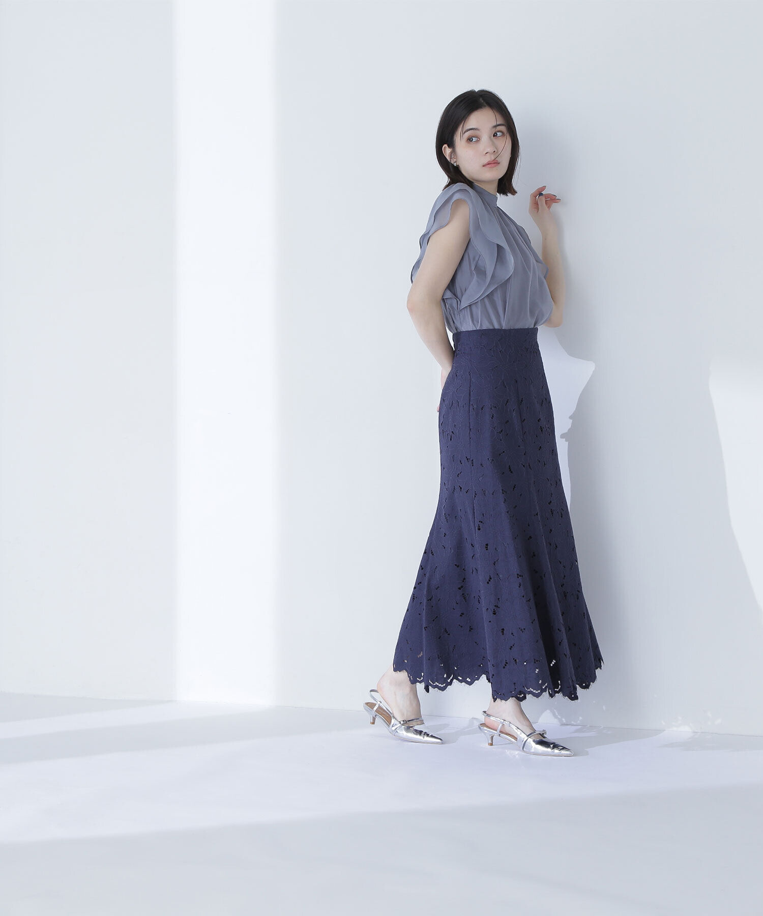  「バイカラーレースマーメイドスカート」|スカート|