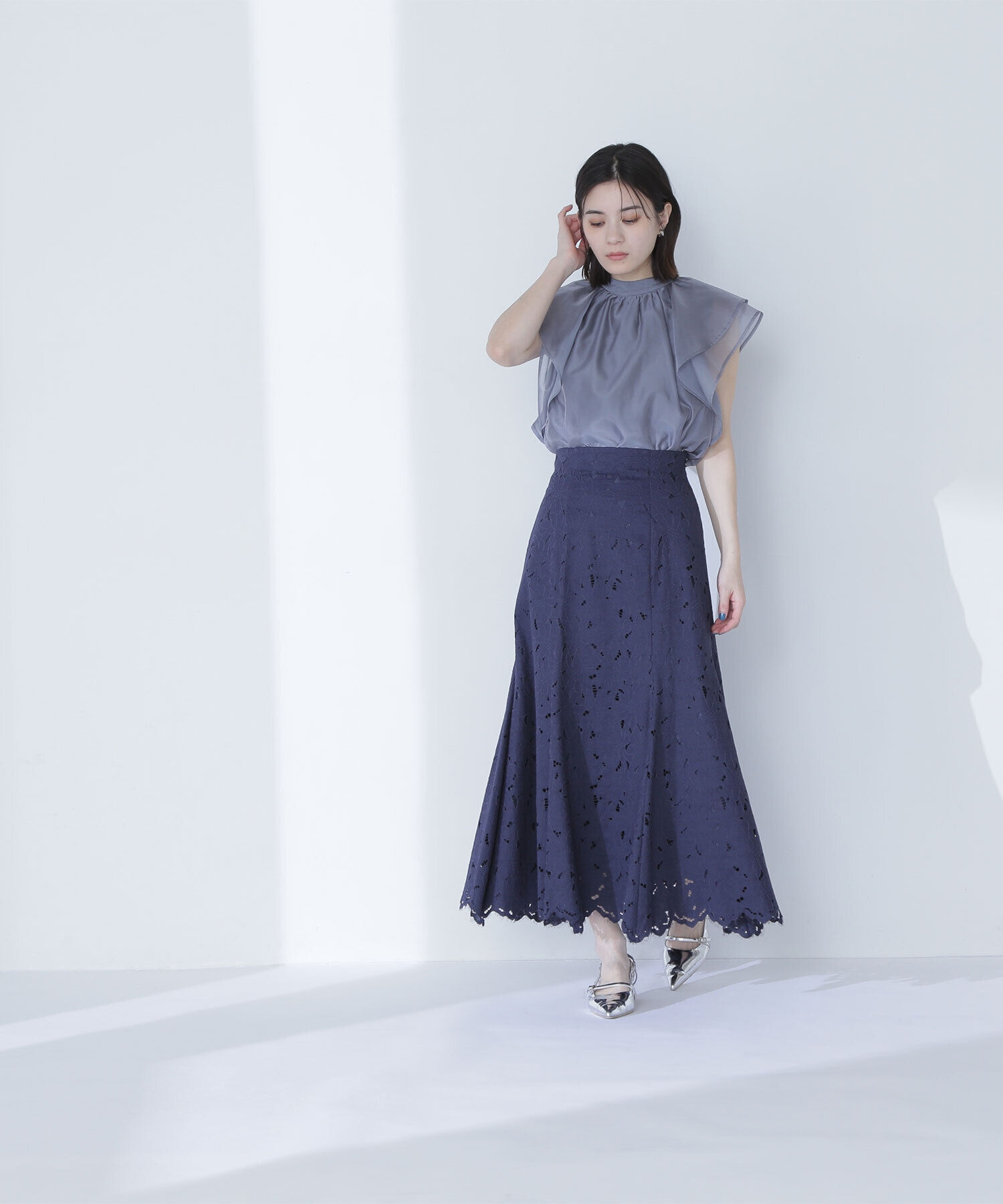  「バイカラーレースマーメイドスカート」|スカート|