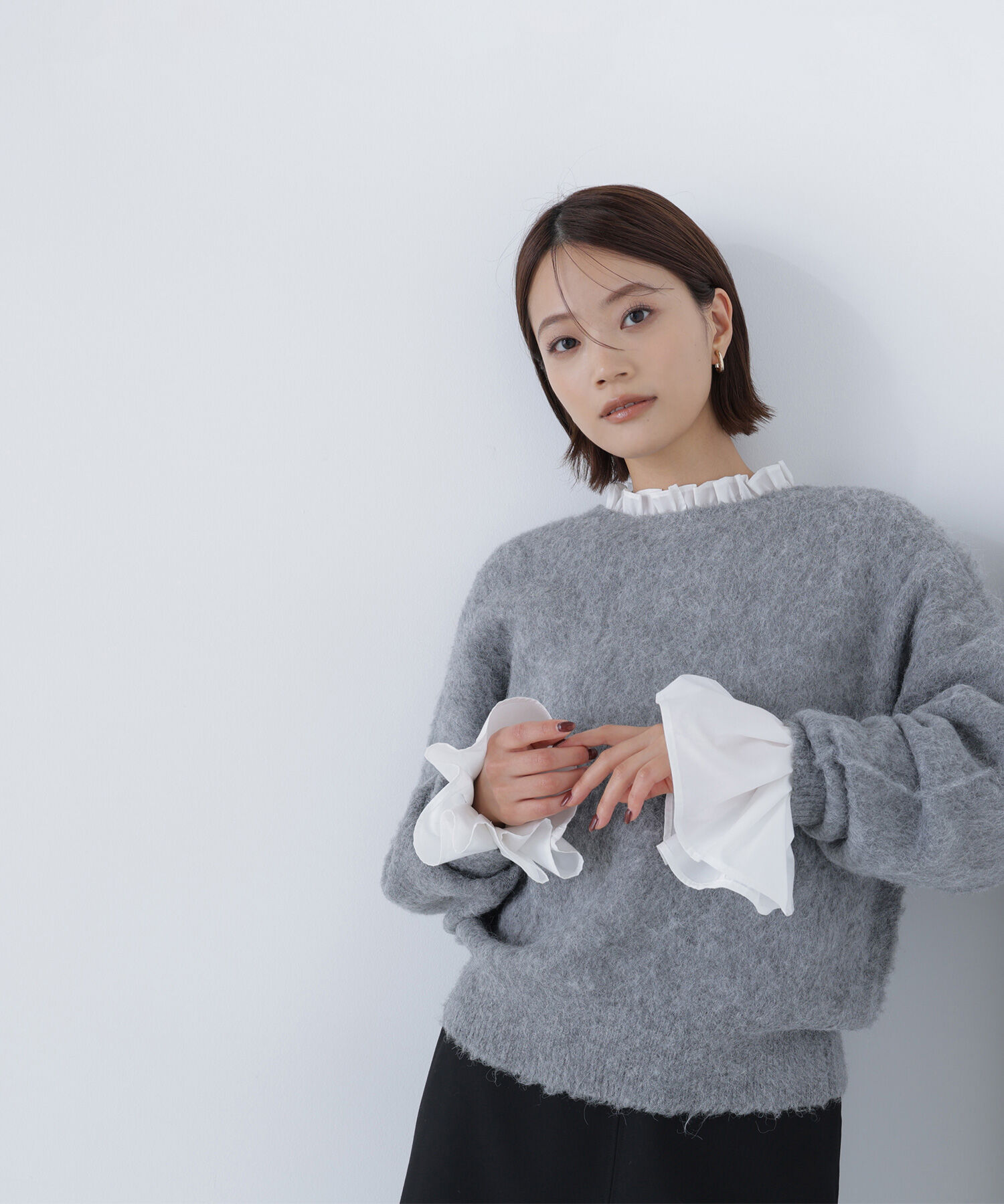  「フリルカフスハイネックブラウス」|シャツ・ブラウス|