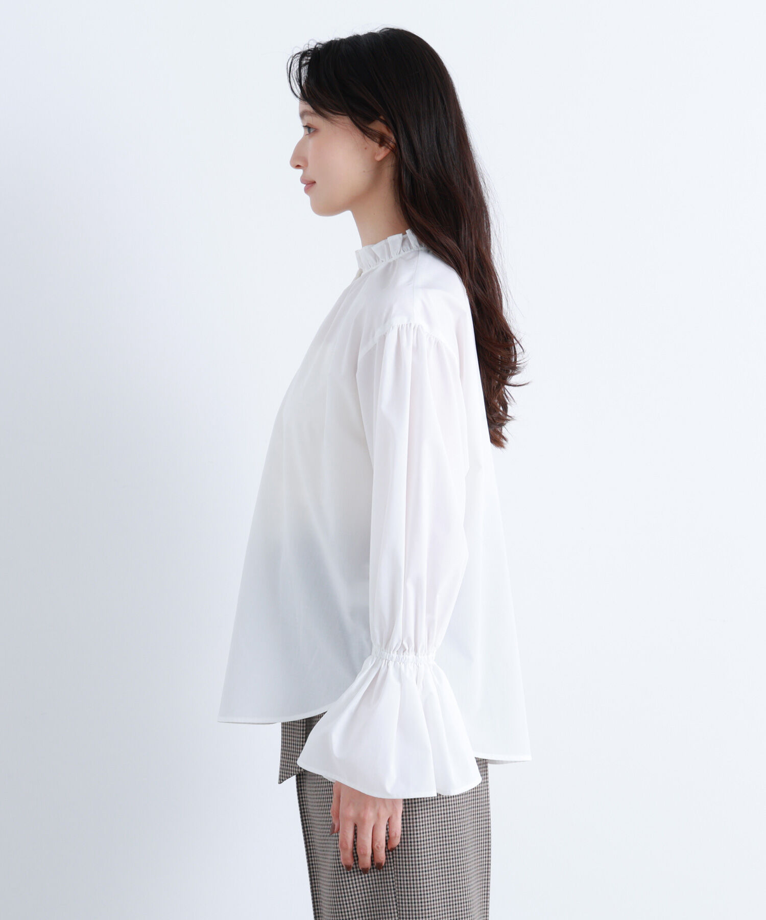  「フリルカフスハイネックブラウス」|シャツ・ブラウス|