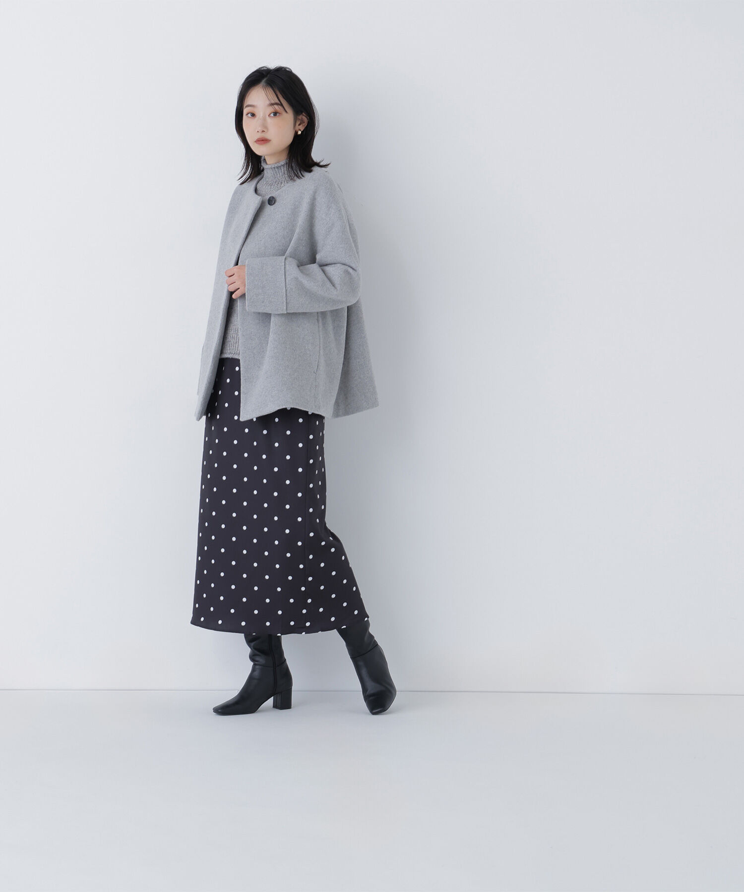  「ドットサテンタイトスカート」|スカート|