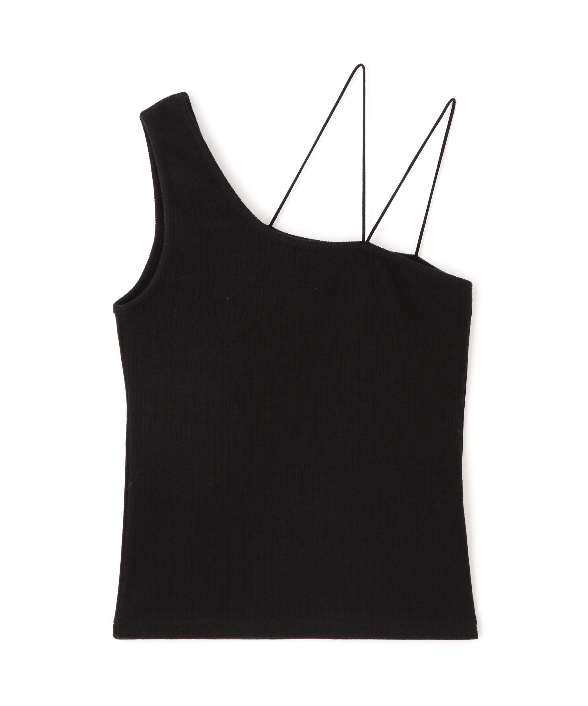  「ワンショルダーカップ付きテレコタンク」|Tシャツ・カットソー|