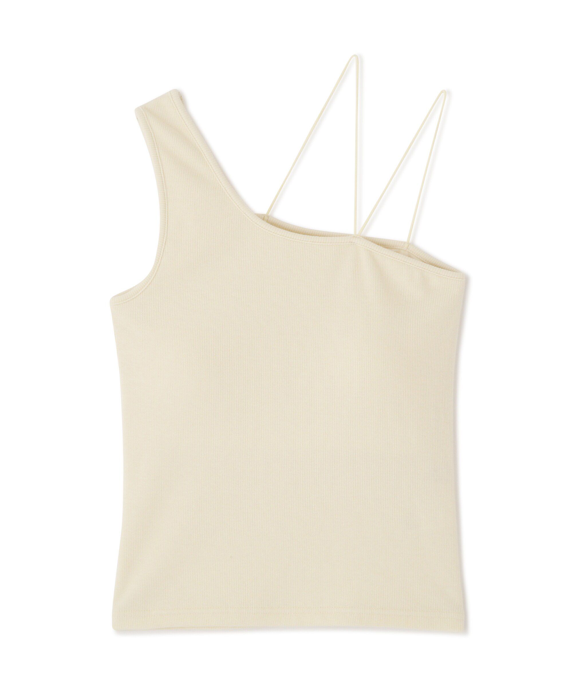  「ワンショルダーカップ付きテレコタンク」|Tシャツ・カットソー|