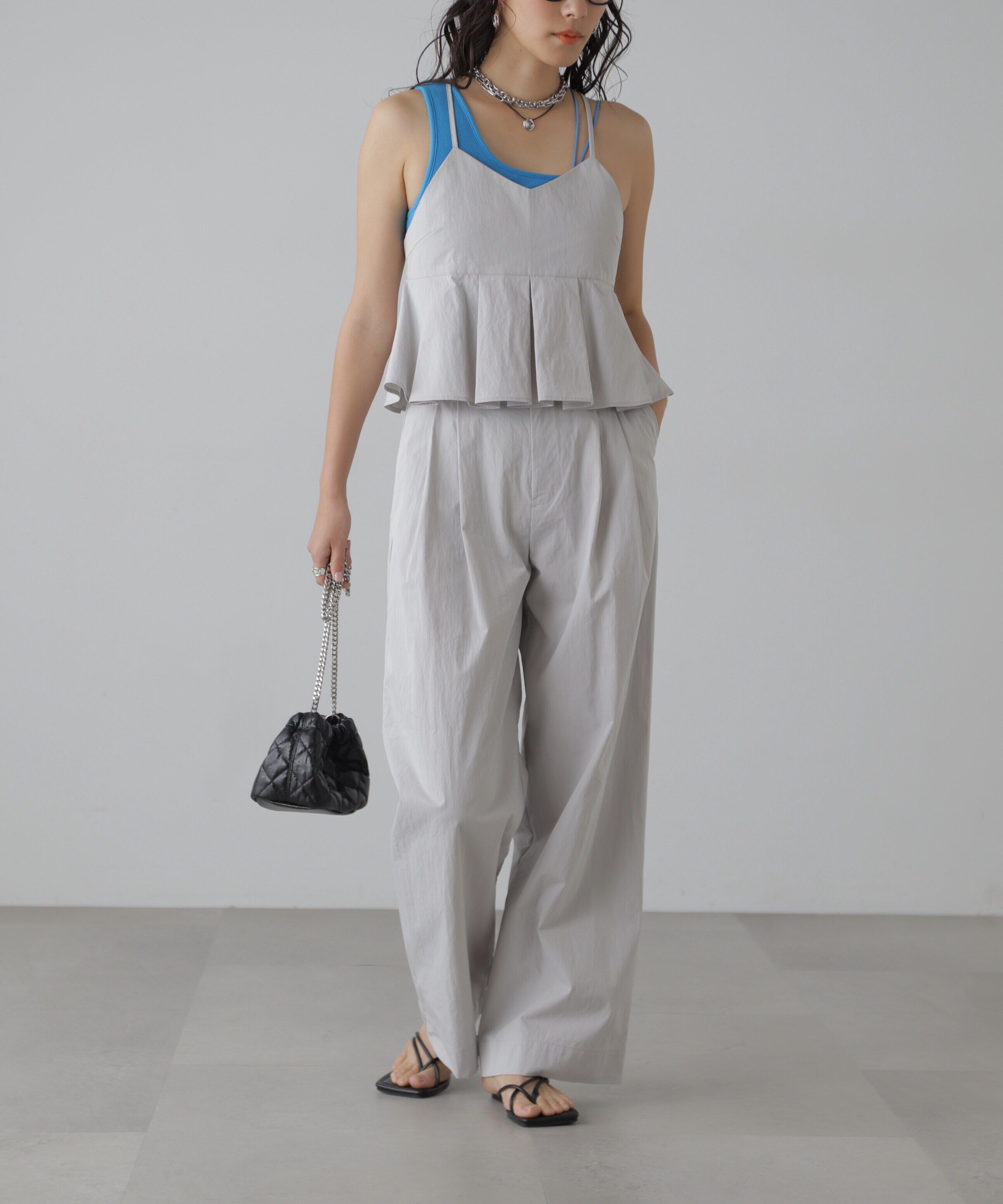  「ワンショルダーカップ付きテレコタンク」|Tシャツ・カットソー|