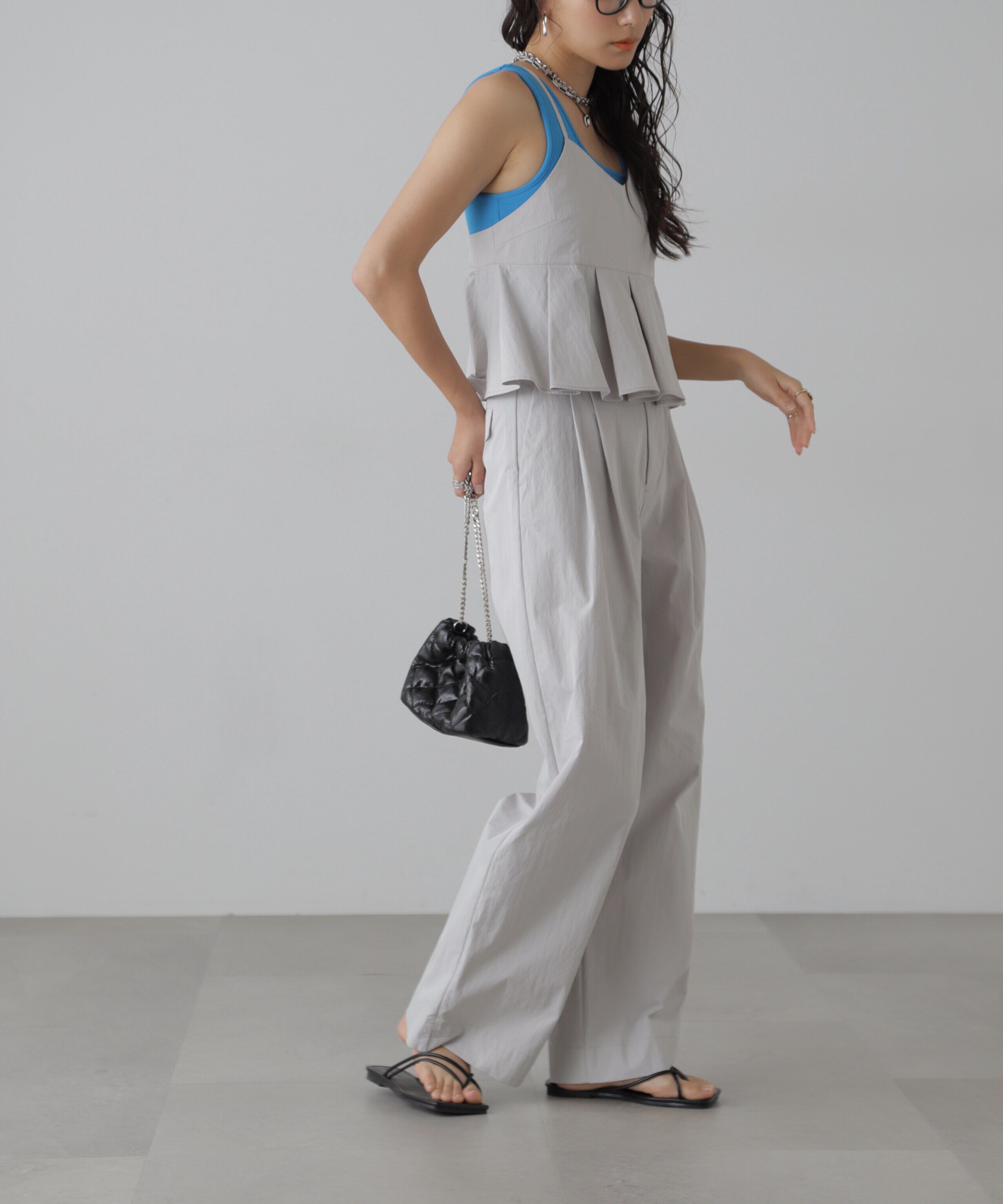  「ワンショルダーカップ付きテレコタンク」|Tシャツ・カットソー|