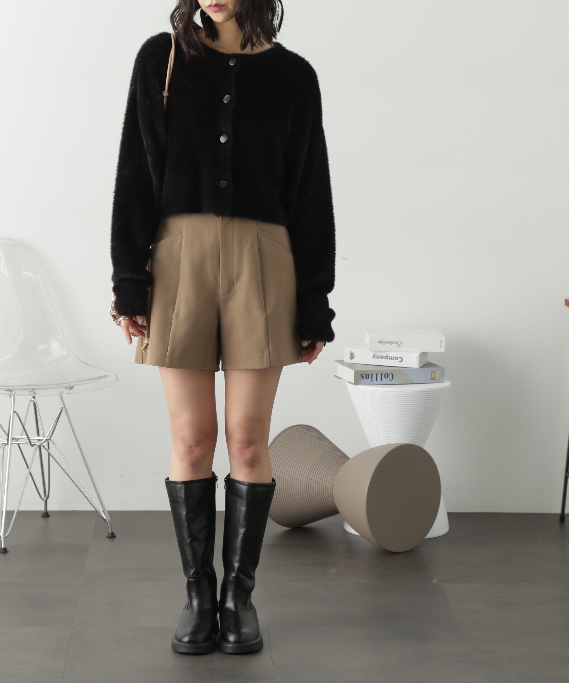  「前後2Wayショートシャギー短丈ニット」|ニット・セーター|