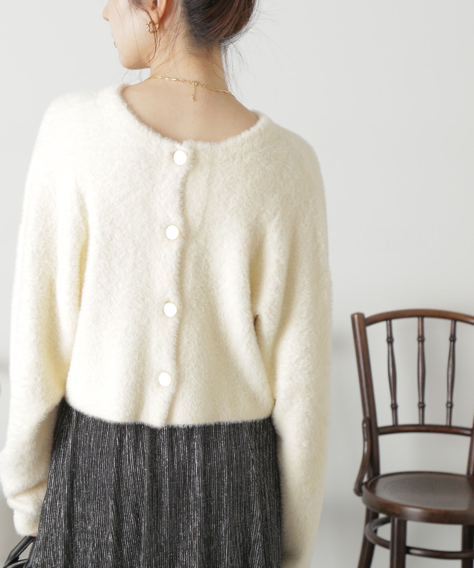  「前後2Wayショートシャギー短丈ニット」|ニット・セーター|